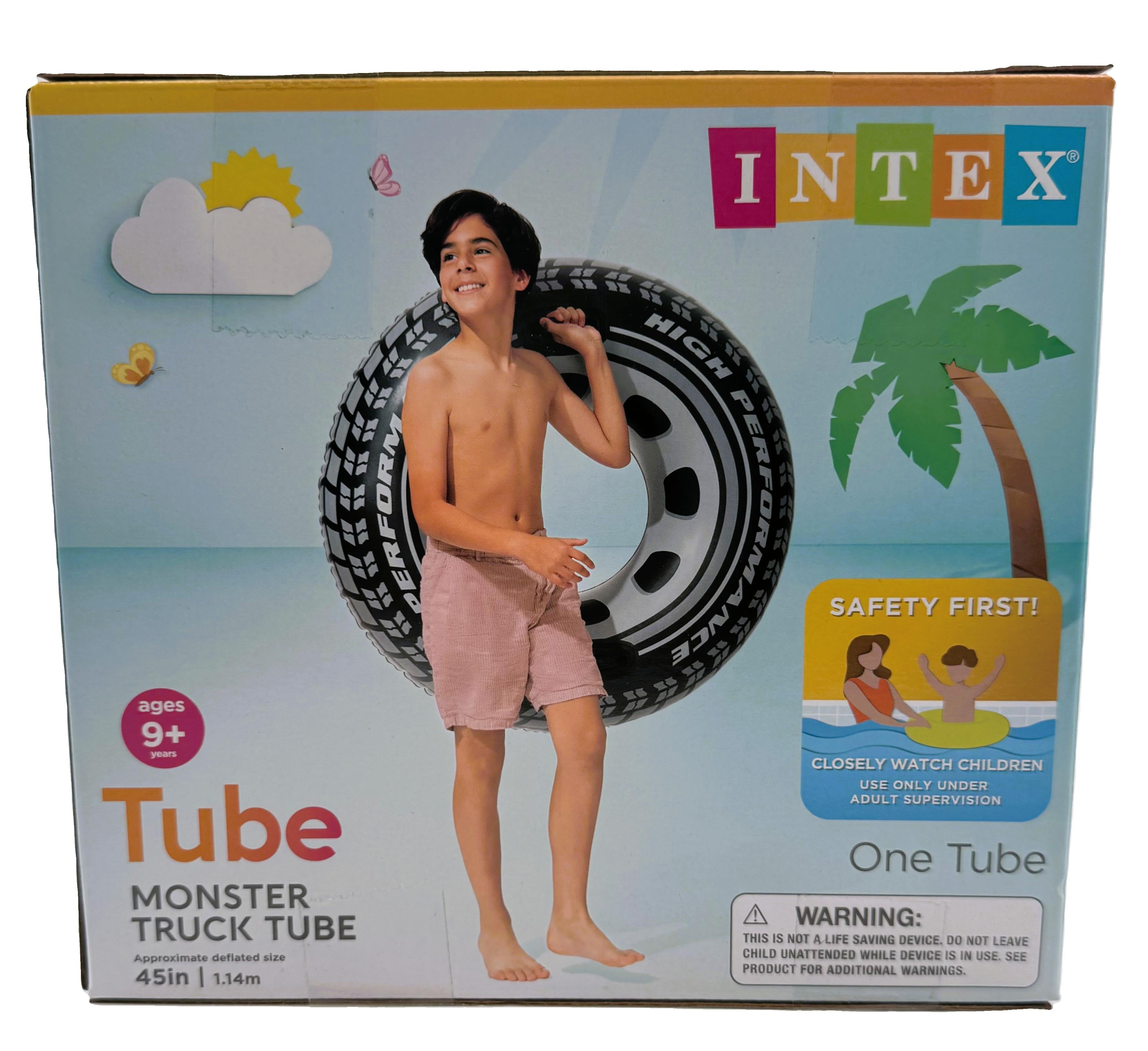 Intex Monster Truck Inflatable Tube for Kids - Heavy Duty PVC Pool Float, 1 Count - Perfect for Swimming Pools, Lakes, and Beach Water Fun