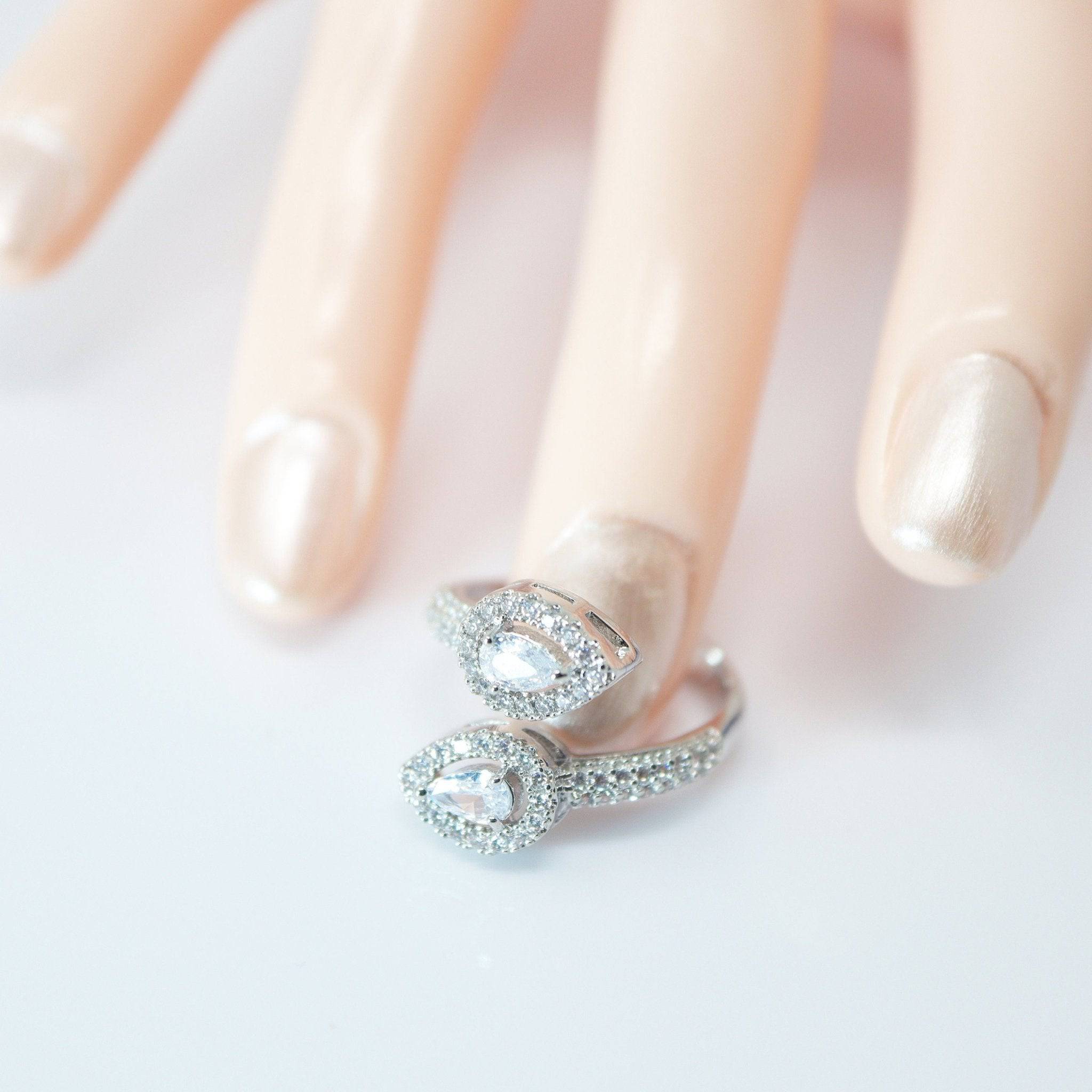 CZ Falling Drops As One Proposal Ring, Statement Ring, Engagement Ring - Elegant Cubic Zirconia Wedding Jewelry for Women - Perfect for Proposals, Anniversaries & Special Occasions