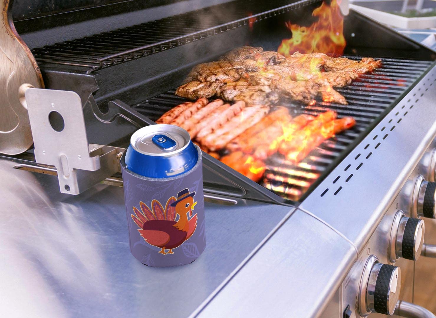 96-Pack Thanksgiving Fall Party Supplies - White Turkey Pilgrim Can Coolers & Koozies for Beer, Soda & Drink Cans - Perfect for Autumn Gatherings, BBQs & Holiday Celebrations