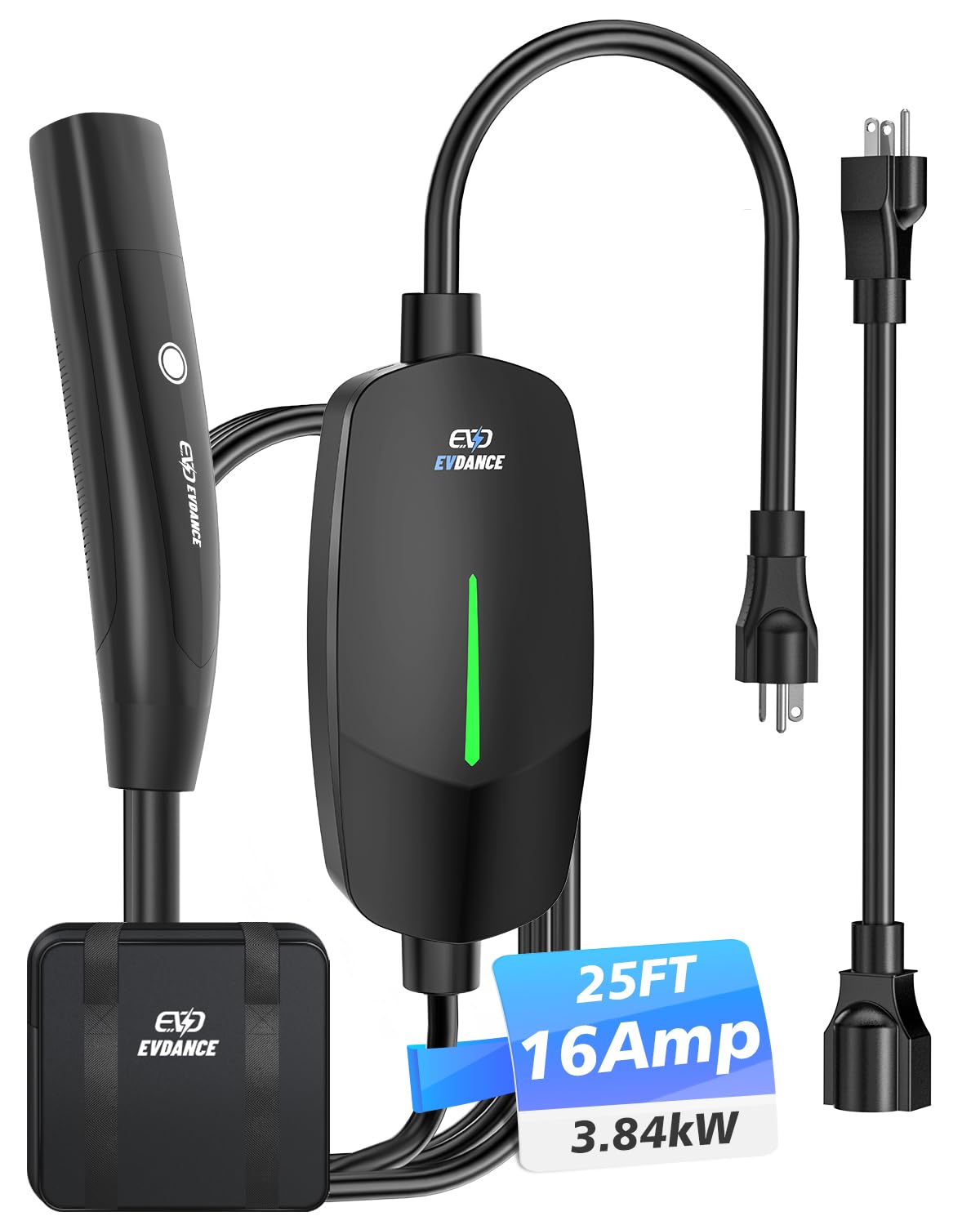 Tesla Level 1 EV Charger - 16A 110V-240V Portable Home Charging Station with 25ft Cable | Compatible with Tesla Model S/3/X/Y | NEMA 6-20 & 5-15 Plug (Black) | Perfect for Home, Garage & Road Trip Charging