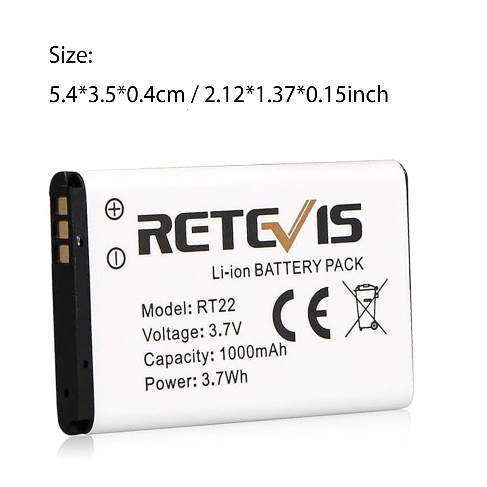 Original Retevis RT22 RT22S RT15 RT19 Walkie Talkie Battery - 3.7V 1000mAh Li-ion Replacement Battery Compatible with RT22 RT22S RT15 RT19 WLN KD-C1 Two Way Radios (1 Pack) - Perfect for Outdoor Adventures, Construction Sites & Emergency Communication