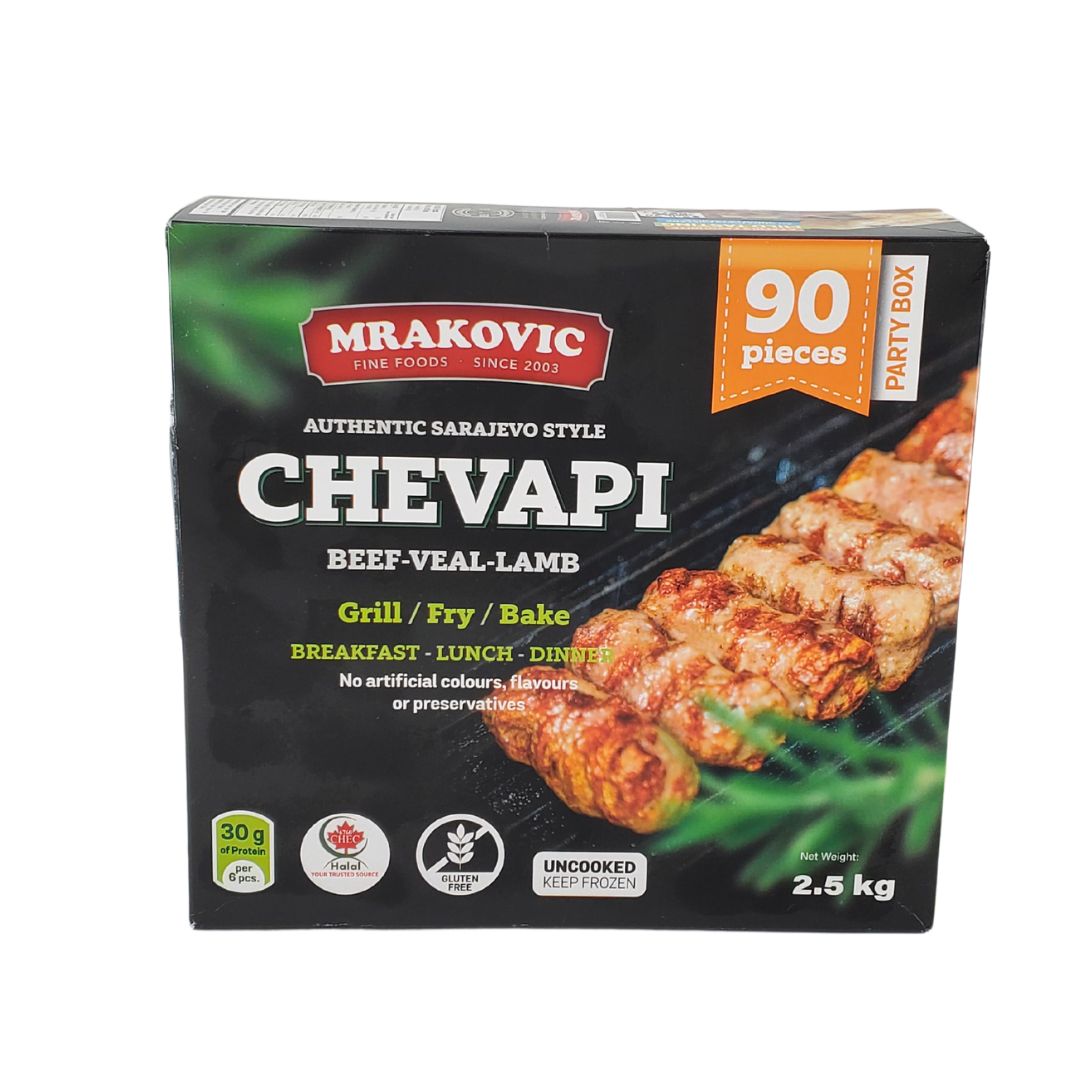 CLR Mrakovic Frozen Chevapi - 90 Count Halal Beef Sausage for Grilling, BBQ, and Family Gatherings