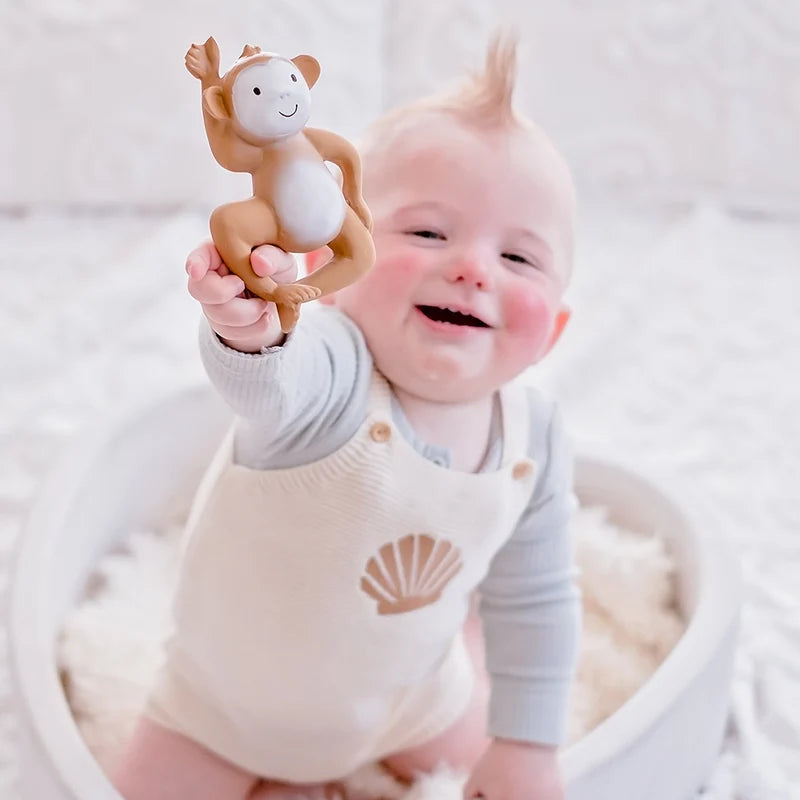 Tikiri Natural Rubber Monkey Toy - Safe & Durable for Kids - Perfect for Playtime, Teething, and Sensory Development