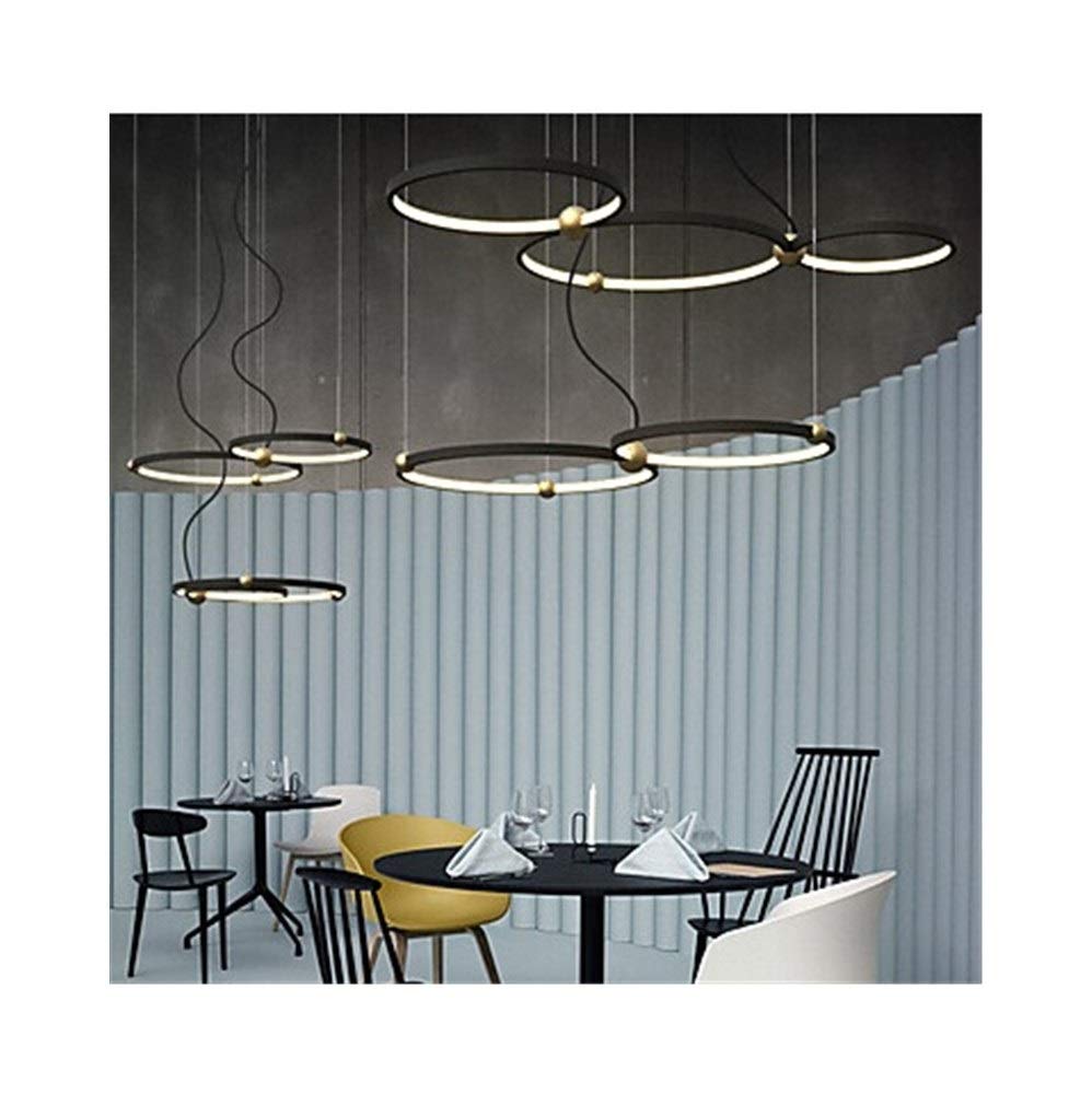 Modern Geometric Metal Chandelier - Adjustable Ring Design for Dining Room, Living Room, Study & Clothing Store Lighting | Elegant White Finish | Perfect for Home Decor & Commercial Spaces