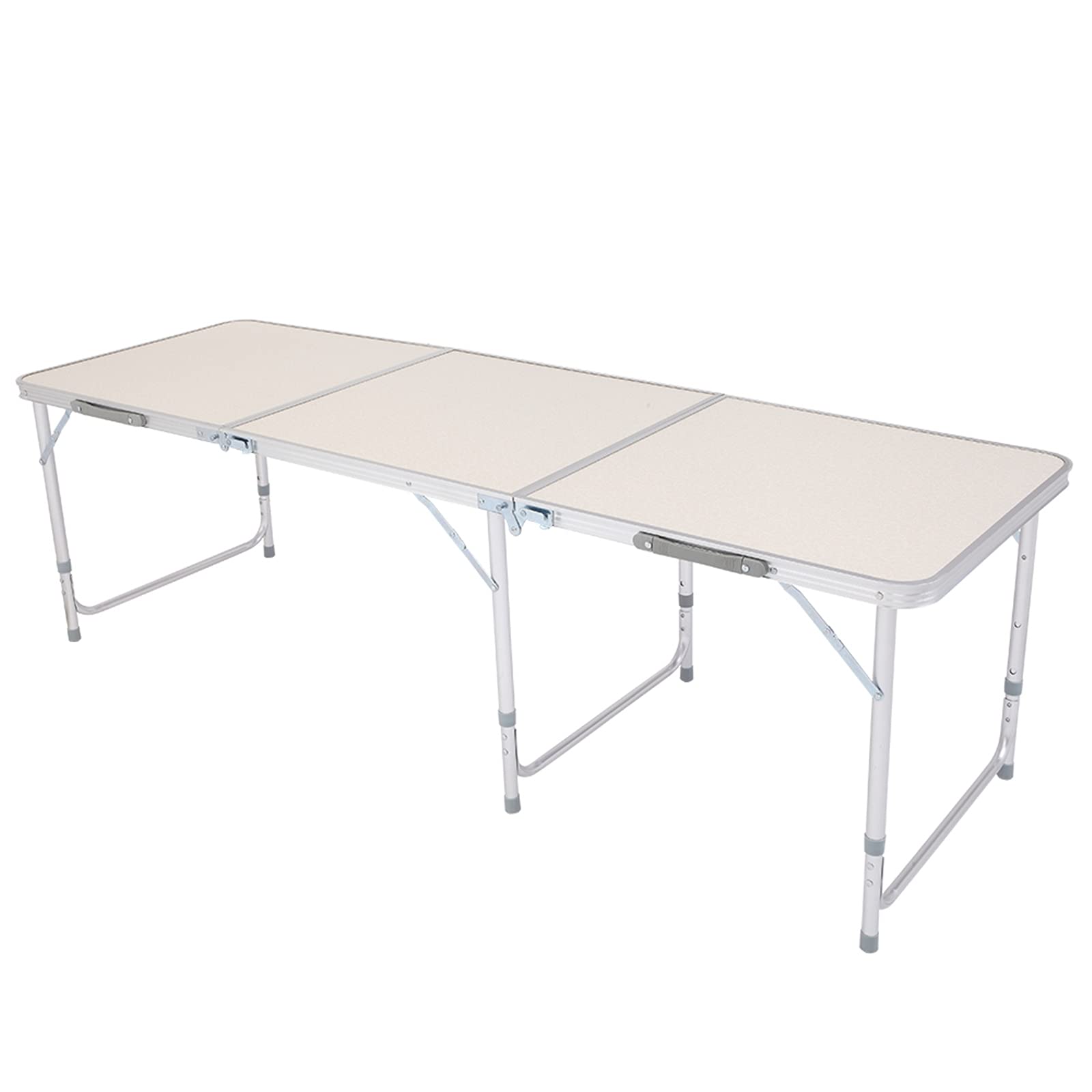 6ft Folding Table - Heavy Duty Adjustable Height Aluminum Picnic Table | Fold-in-Half Design for Indoor & Outdoor Use | Portable for Camping, BBQ, Parties, and More