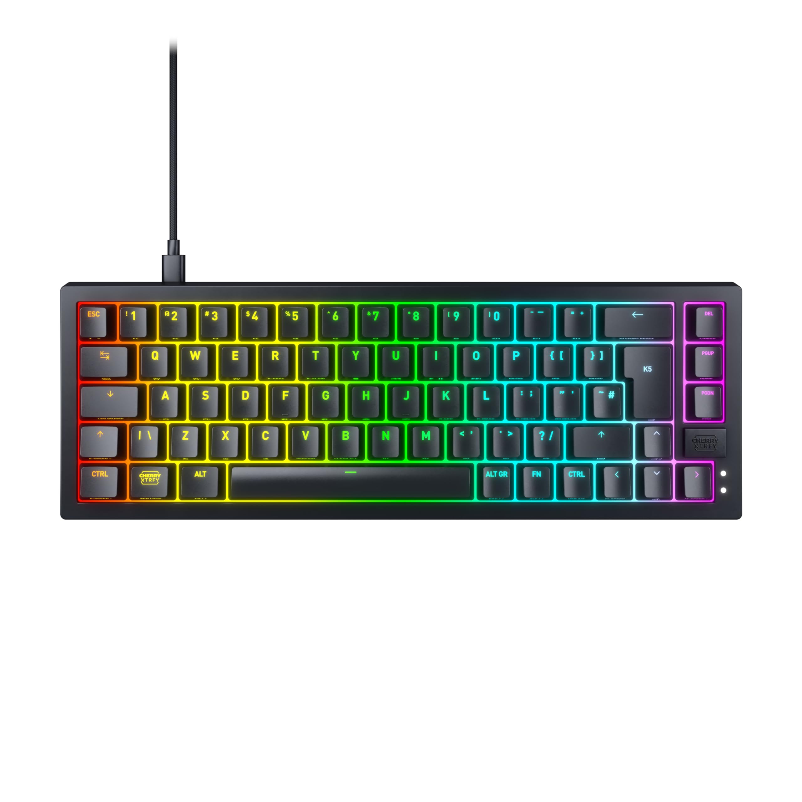 XTRFY K5V2 Compact 65% Mechanical Gaming Keyboard - UK Layout (QWERTY), Hot-Swap, Cherry MX2A Red Switches, Black - Perfect for Esports, FPS Gaming & Office Work