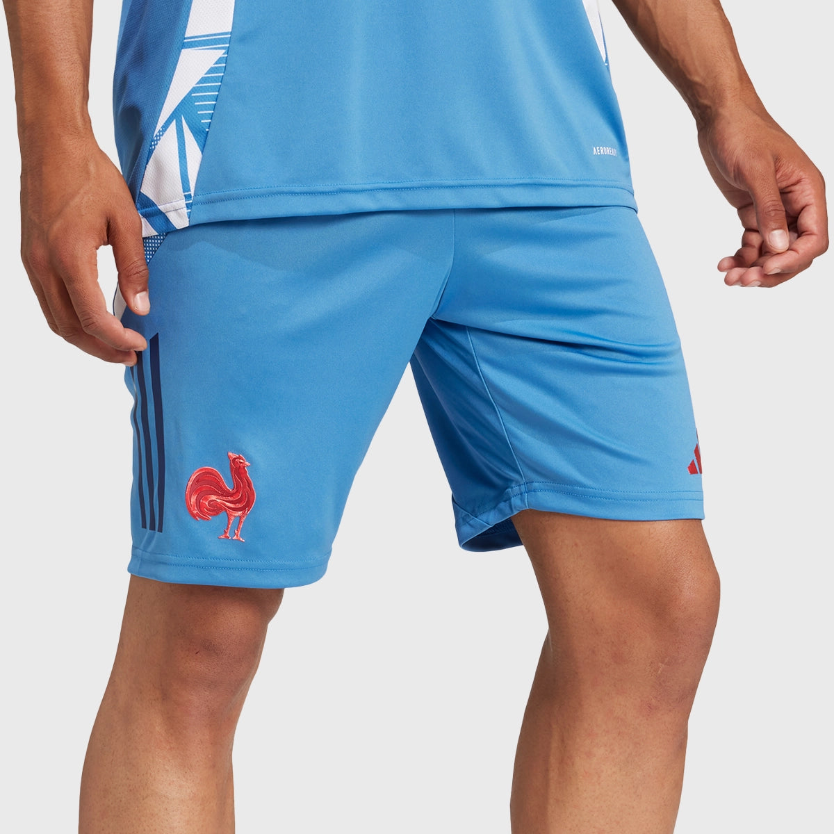 Adidas France Rugby Gym Shorts for Men - Focus Blue - Breathable & Comfortable Workout Shorts for Running, Training & Sports