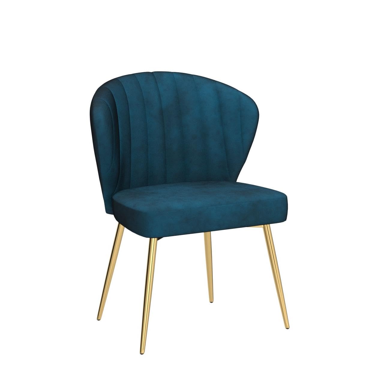 TINA'S HOME Modern Velvet Dining Chairs with Gold Metal Legs - Tufted Back Accent Chair for Living Room, Kitchen, Bedroom & Beauty Salon - Teal Blue Upholstered Side Chair for Home Decor & Patio Seating