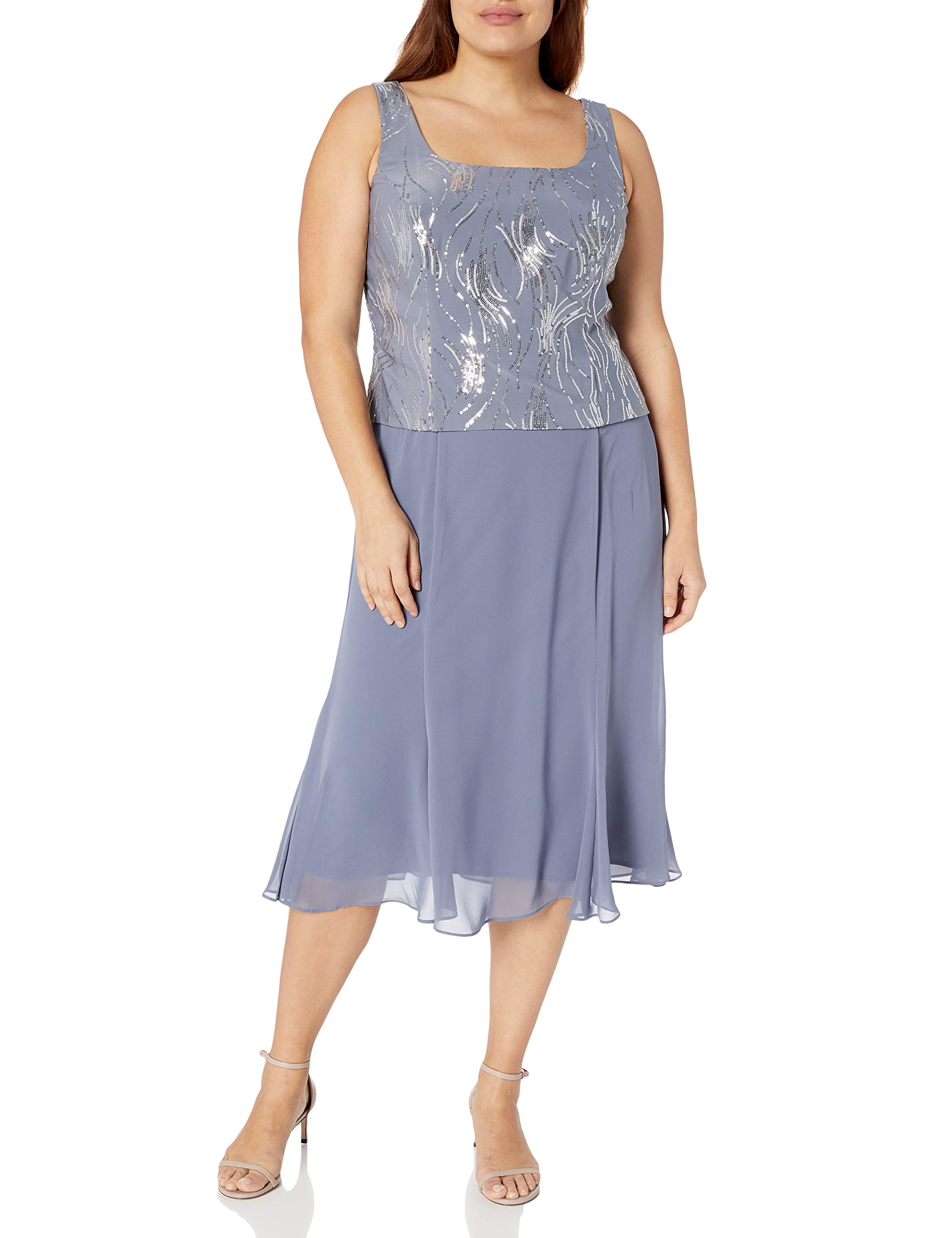 Alex Evenings Women's Plus Size Tea-Length Mother of The Bride Jacket Dress for Wedding Guest & Formal Events - Perfect for Weddings, Galas, and Special Occasions