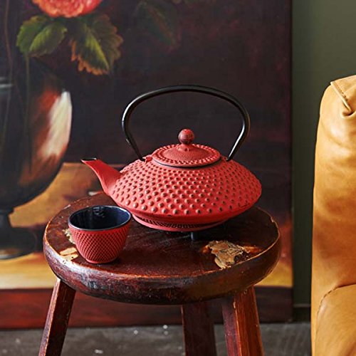 Premium Bredemeijer Xilin Tea Cups Set - Elegant Red Porcelain Tea Cups for Afternoon Tea, Gifts, and Home Decor - 6-Piece Set with Saucers