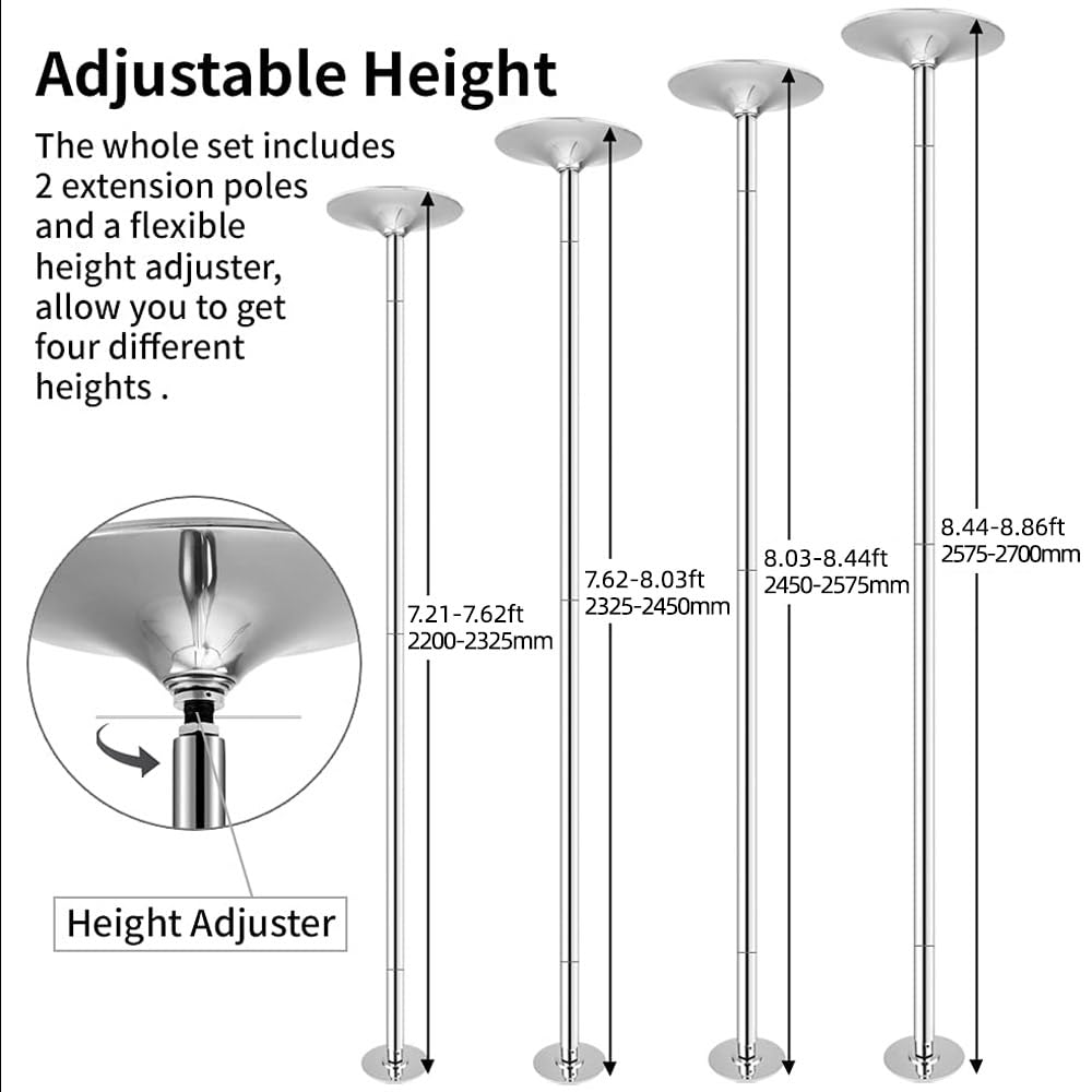 45mm Spinning Portable Pole Dancing Pole for Home & Studio - Extendable Fitness Dance Pole for Bedroom, Living Room, and Dance Classes