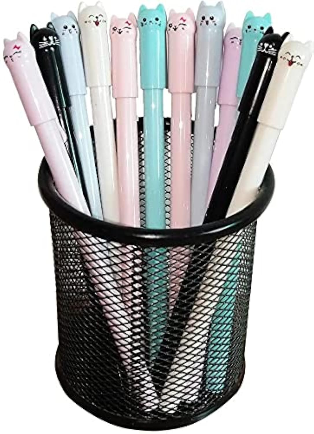 12 Pack Erasable Colorful Gel Pens with Cute Cat Design - Smooth Writing for Kids, Students & Teens - Perfect for School, Journaling & Gift Giving