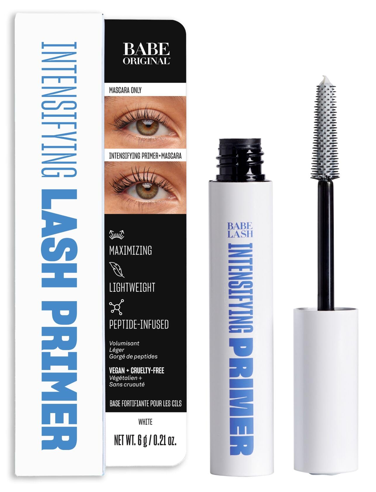 Babe Original Intensifying Lash & Mascara Primer with Peptides, Shea Butter & Castor Oil | Lash Growth Serum for Longer, Thicker Lashes | Cruelty-Free Vegan Lash Mask | Perfect for Night Care & Mascara Boosting