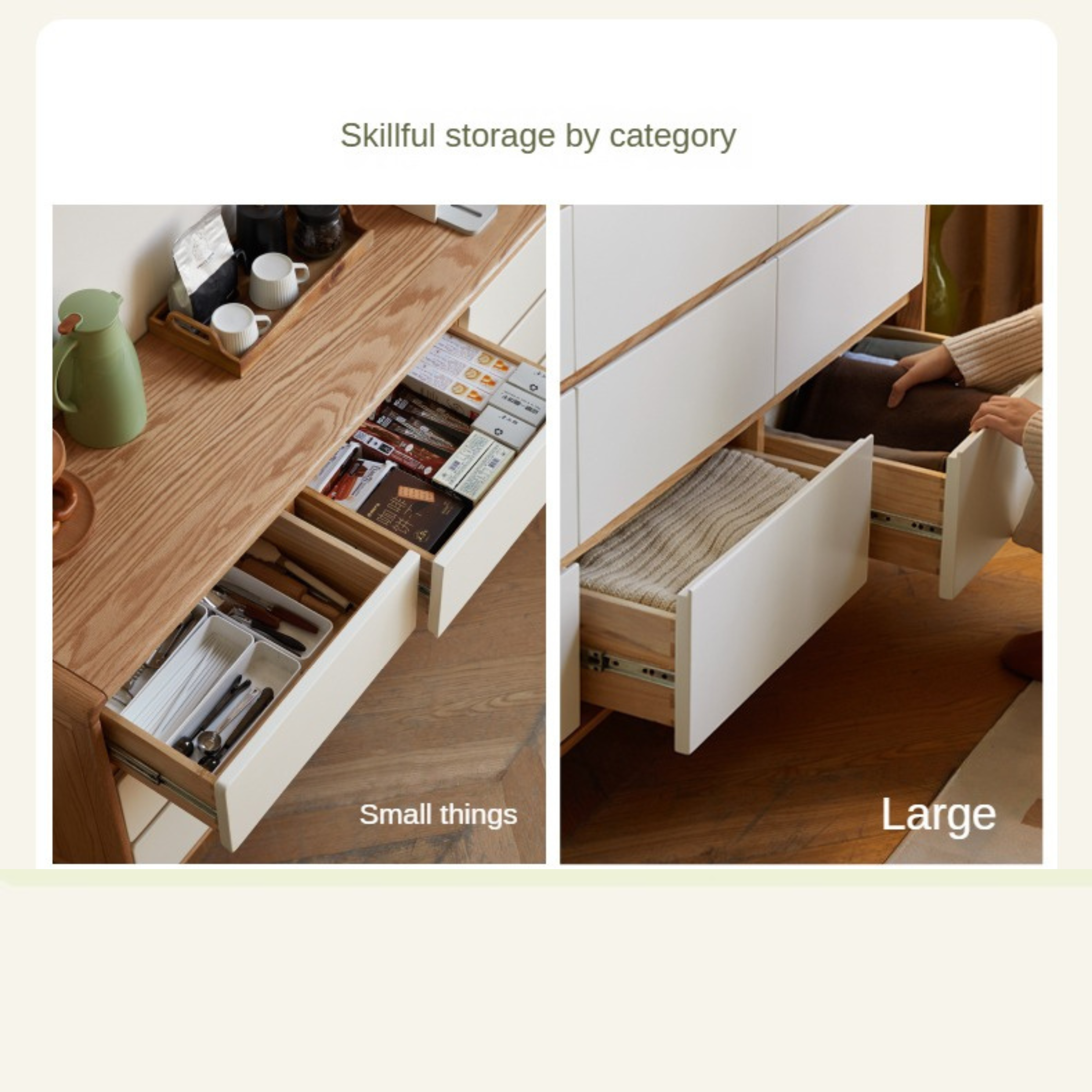 Oak Solid Wood Modern Nine Drawer Cabinet - Stylish Storage Solution for Bedroom, Living Room & Office Organization