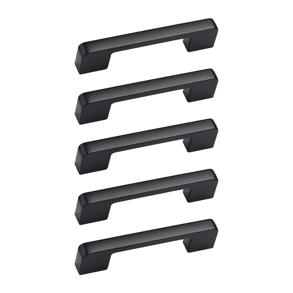 5pcs Black Aluminum Alloy Cabinet Handles - Modern Simple Drawer Pulls for Wardrobe, Dresser & Furniture (6613C-96) - Perfect for Home Renovation & DIY Projects