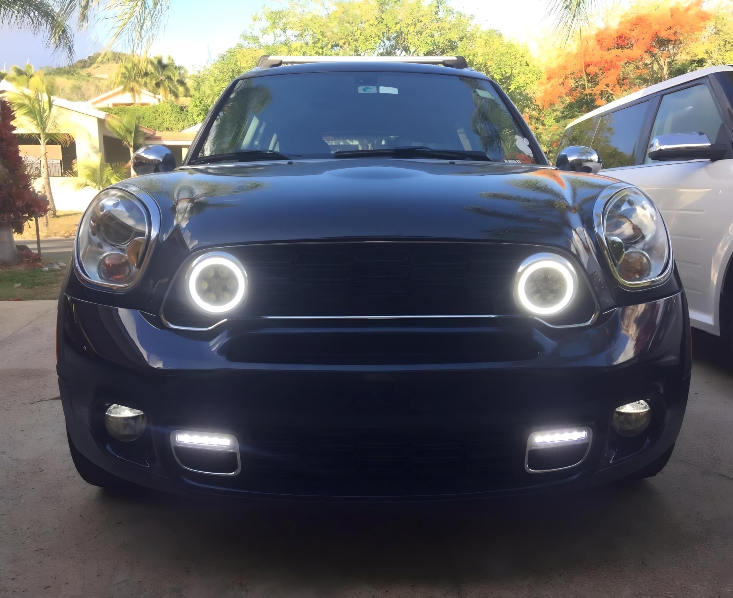 iJDMTOY Brake Duct Opening Switchback LED DRL Assembly - Compatible with 2010-2016 MINI Cooper R60 Countryman - Xenon White Daytime Running Lights with Amber Yellow Turn Signal - Perfect for Night Driving & Enhanced Vehicle Visibility