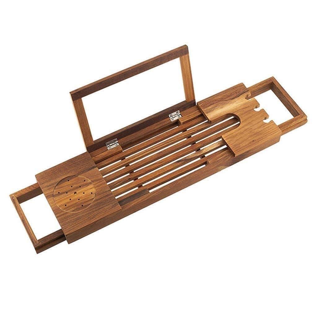 MZXUN Bamboo & Wood Expandable Bathtub Tray - Adjustable Laptop Stand, Book Holder, Tablet Stand for Bath, Bed, or Sofa - Perfect for Relaxing Baths, Reading, or Working in Comfort