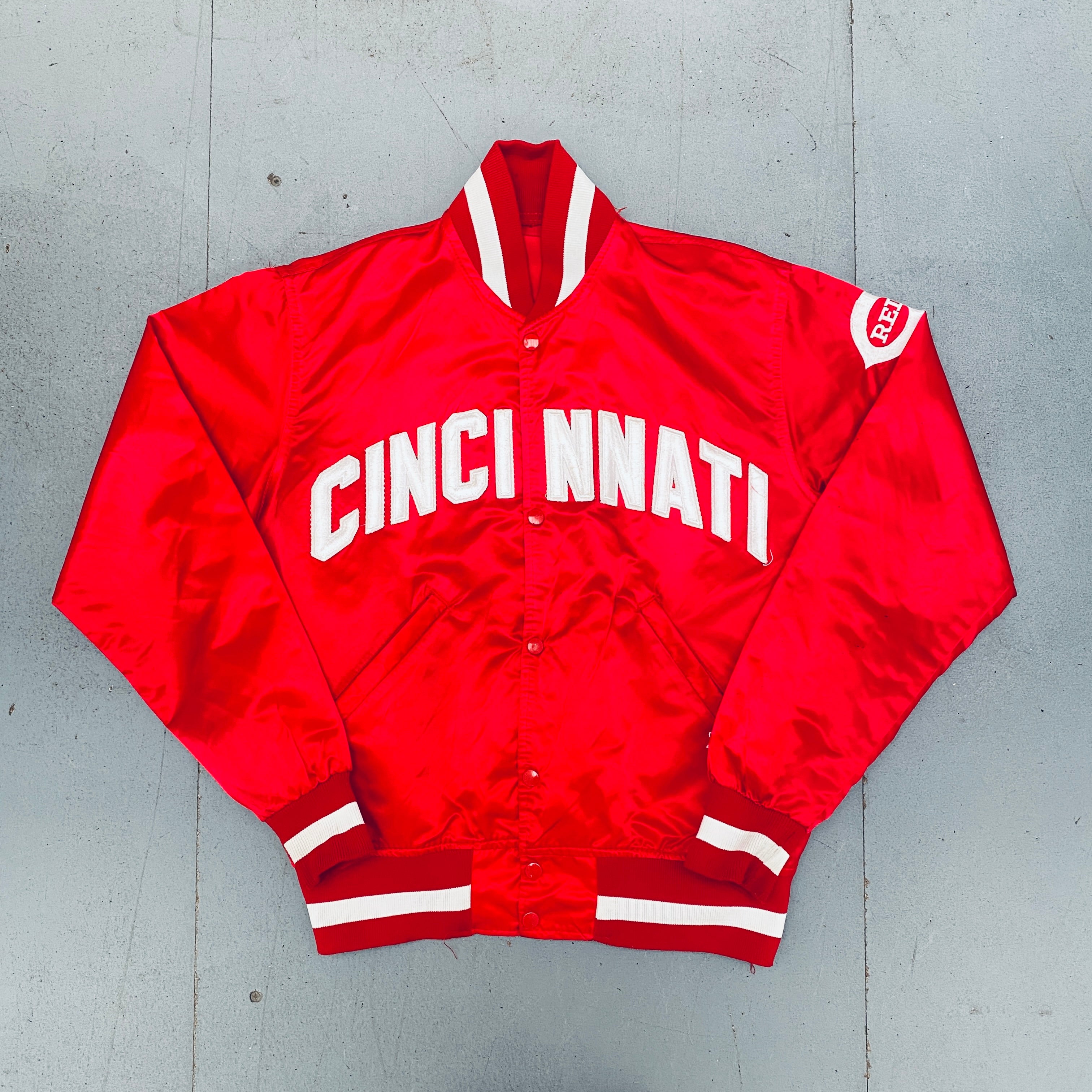 Vintage 1980s Cincinnati Reds Satin Starter Bomber Jacket - Lightweight Baseball Jacket for Men (Medium) | Perfect for Game Day, Retro Fashion & Sports Memorabilia Collectors