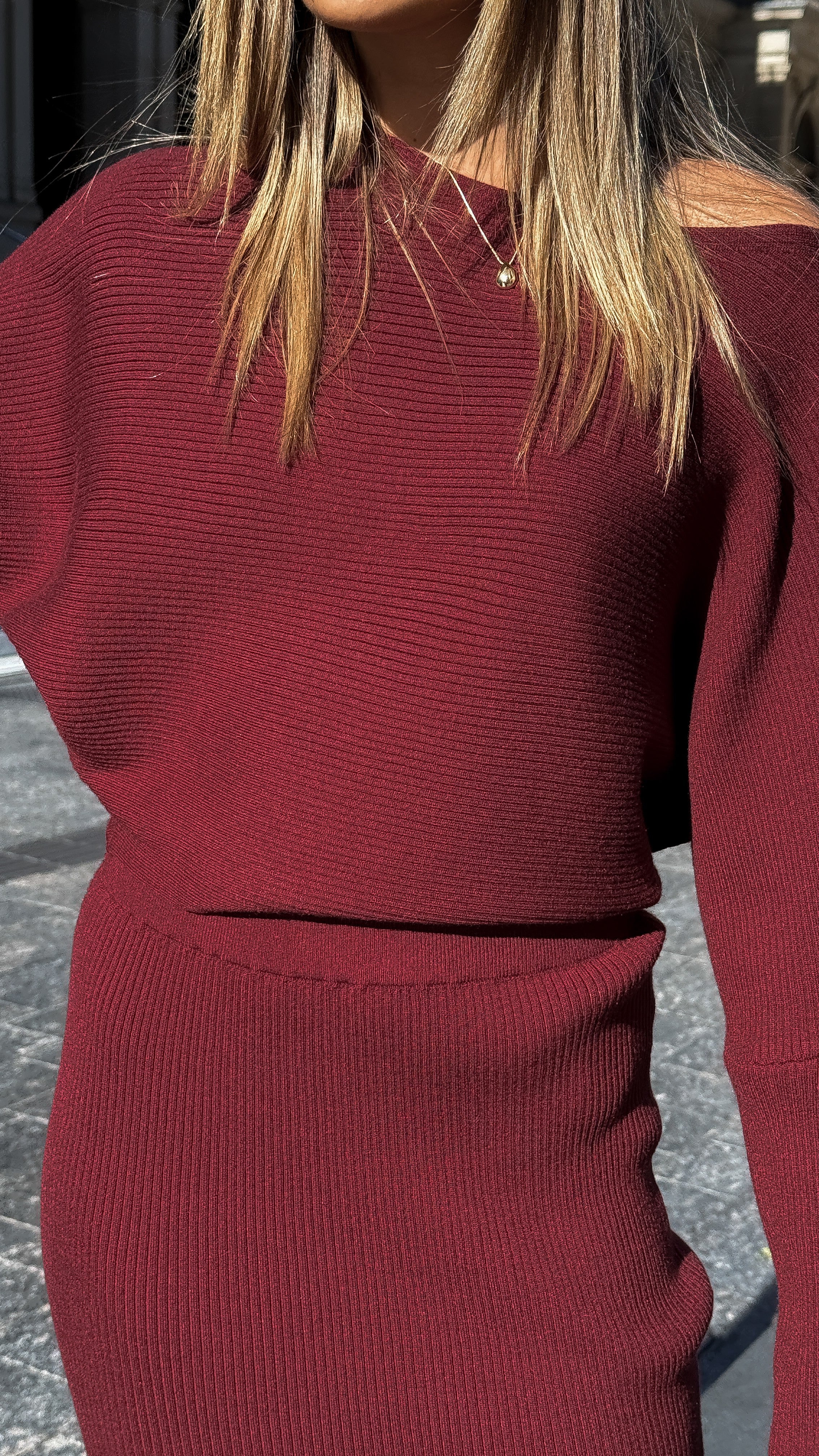 Iluka Knit Top for Women - Soft & Comfortable Burgundy Sweater | Perfect for Casual Wear, Office & Fall Outfits