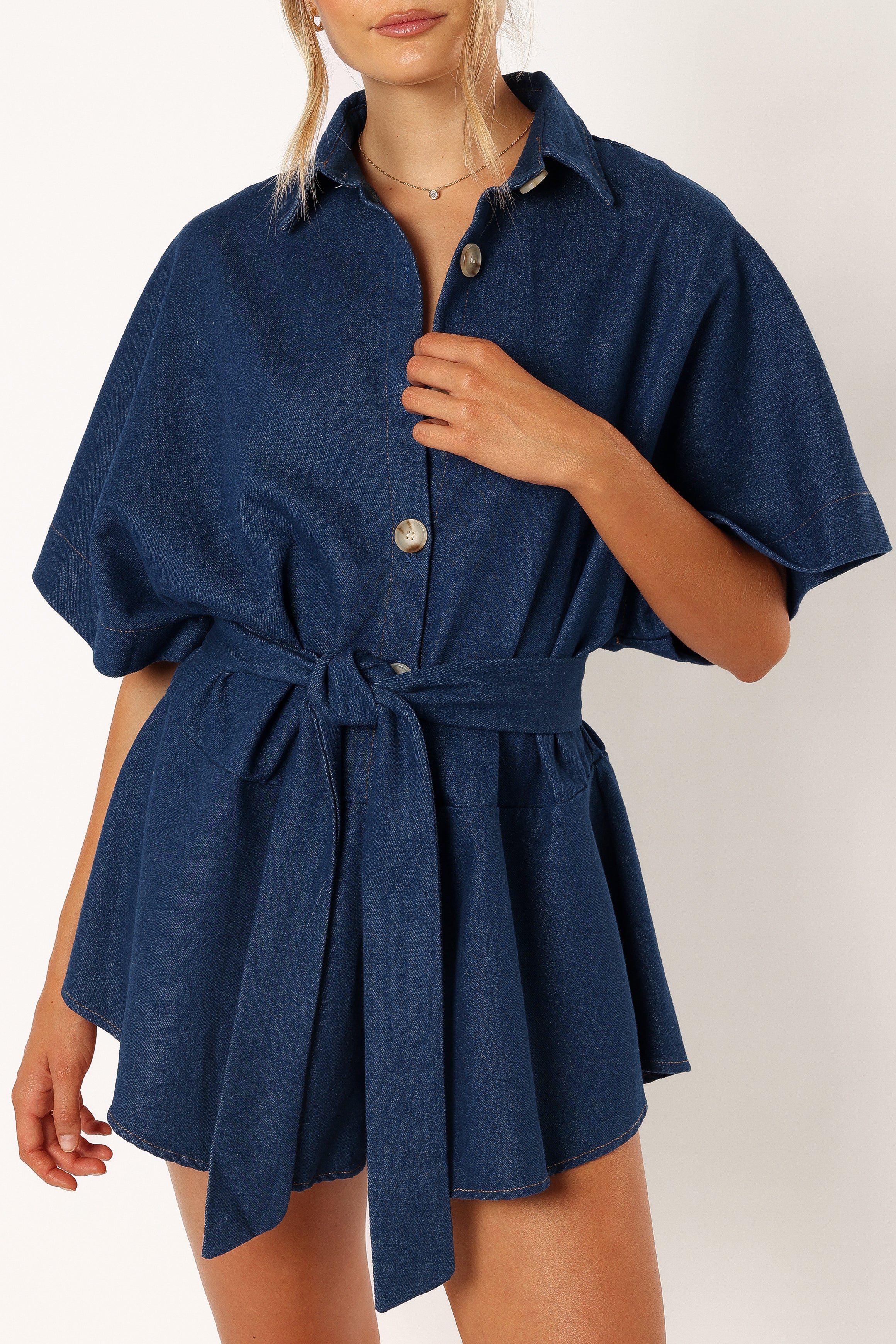 Harriette Playsuit - Dark Denim Jumpsuit for Women | Casual & Stylish Romper | Perfect for Summer Outings, Beach Vacations & Date Nights