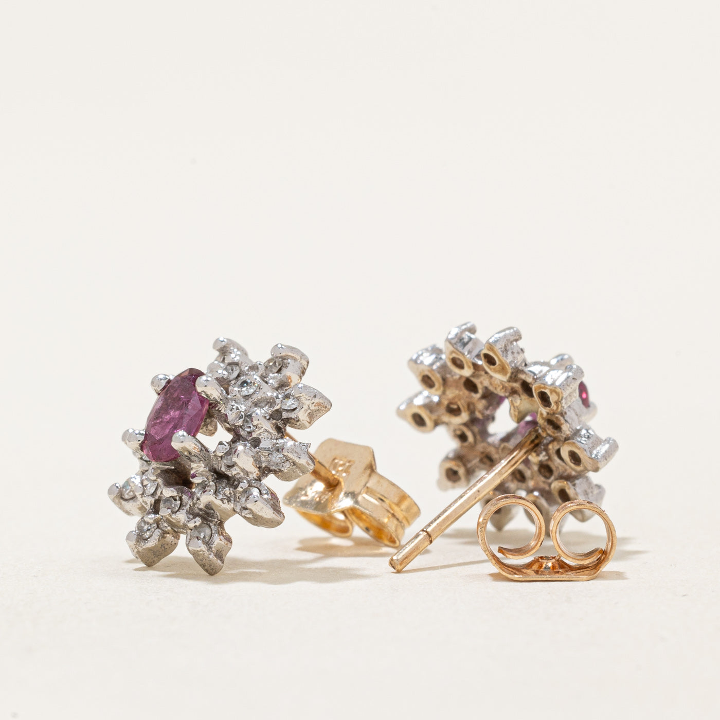 Ruby & Diamond Stud Earrings | 0.50ctw Genuine Gemstones | 0.20ctw Real Diamonds | 14K Gold Setting | Elegant Gift for Women | Perfect for Weddings, Anniversaries & Special Occasions