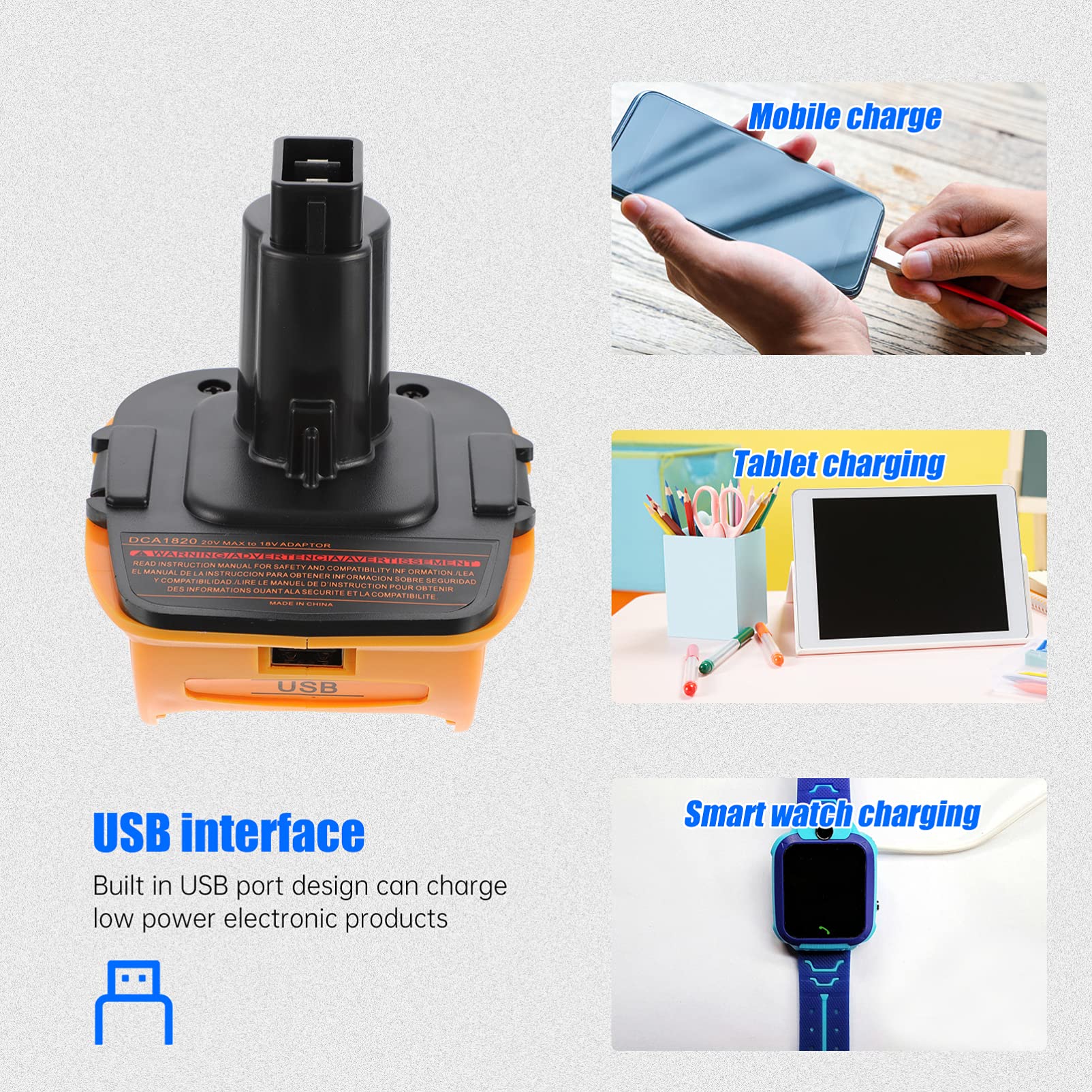 2 Sets DCA1820 Battery Charger Adapter - Power Connector & Conversion Converter for Lithium Ion Batteries - Compatible with Dewalt 18V/20V Tools - Ideal for Power Drills, Saws & Outdoor Equipment Charging