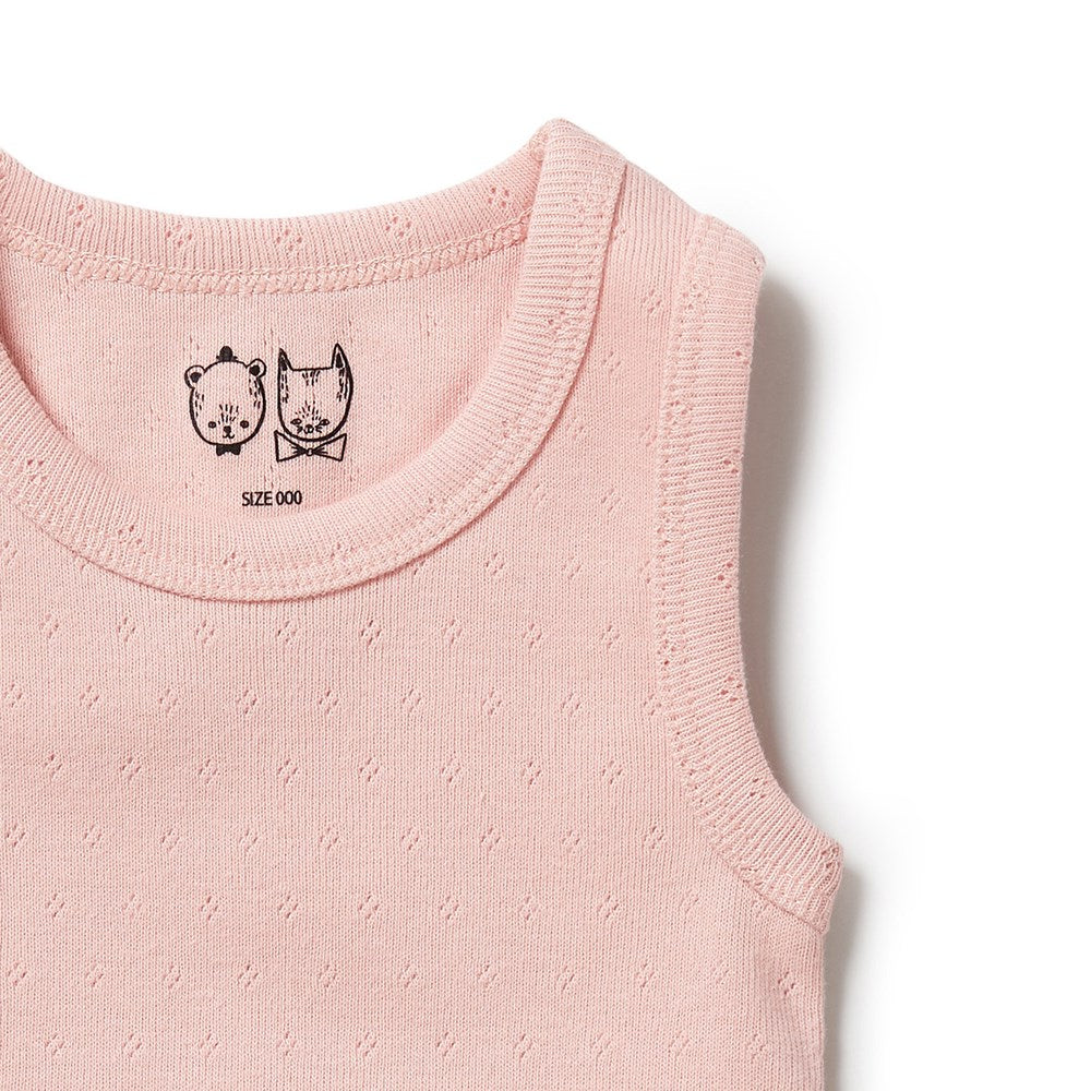 Organic Pointelle Singlet for Women - Soft Breathable Cotton Camisole Top | Perfect for Layering, Sleepwear & Summer Outfits
