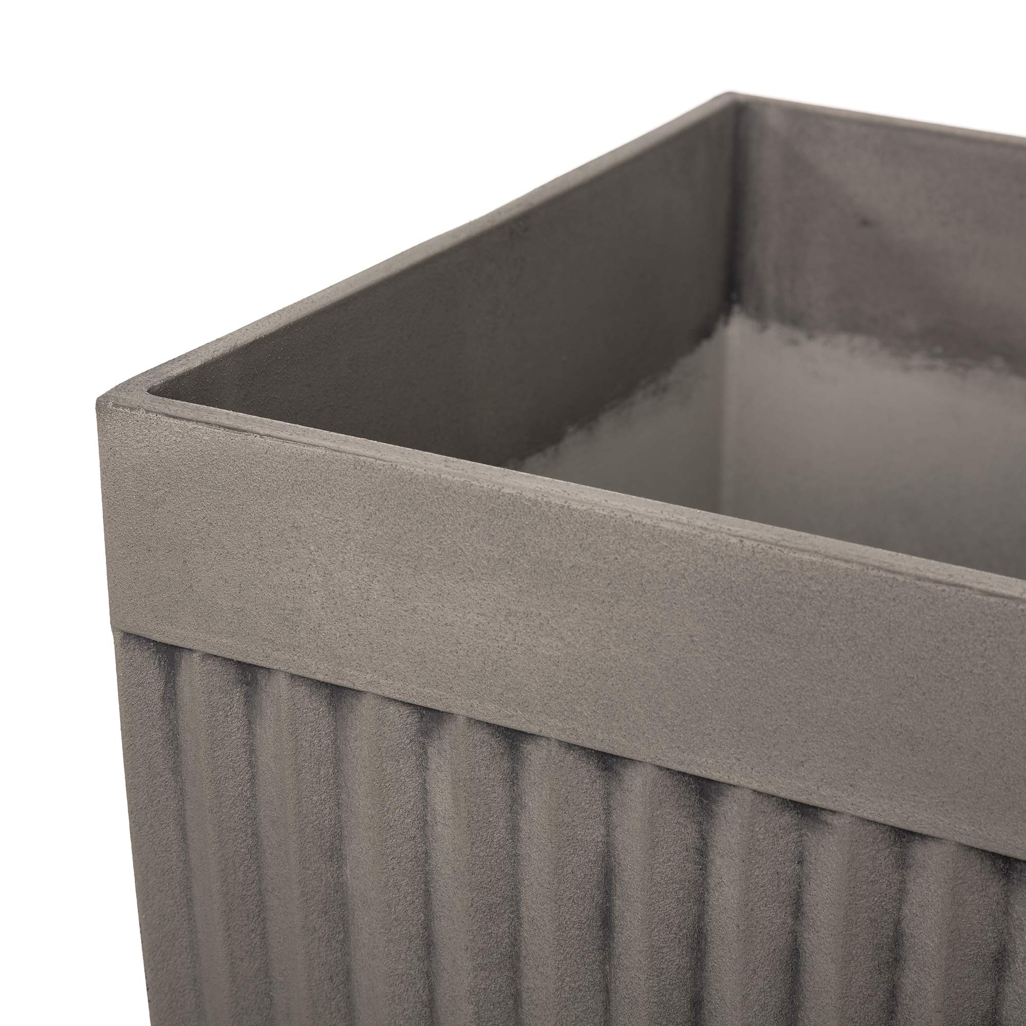 Glitzhome GH20293 Modern Faux Concrete Tall Planters - 22.75 Inch High Indoor Outdoor Flower Pots (Set of 2, Gray) - Perfect for Living Room Decor, Patio Gardening & Office Plants