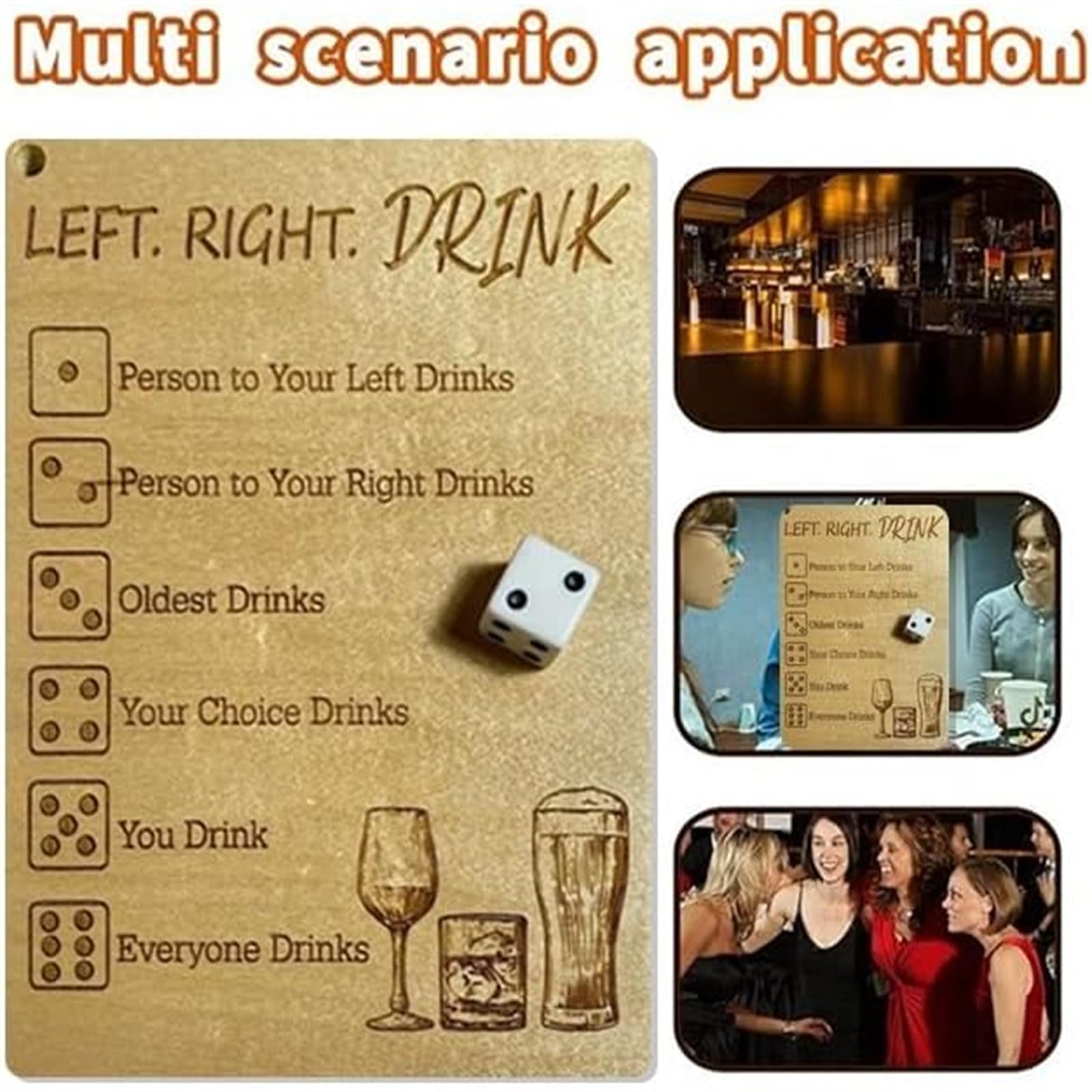Left Right Center Drinking Game Set - Fun Party Dice Game with Plates & Bags for Adults - Interactive Social Board Game for Bars & Gatherings - Perfect for Game Nights, Bachelor Parties & Social Events (1pc)