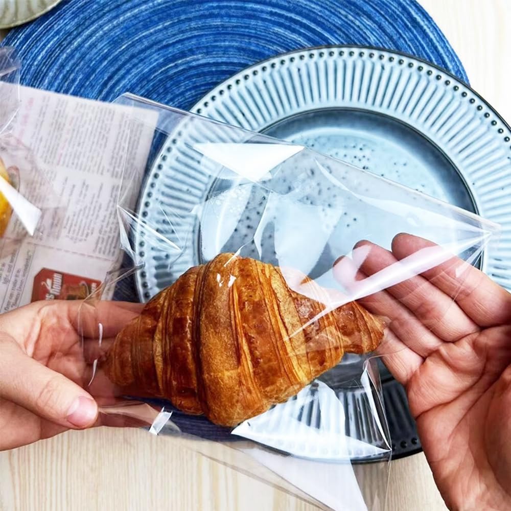 5x7 Inch Clear Cellophane Bags - 150 Pack Self-Adhesive Plastic Sleeves for Photos, Cookies, Greeting Cards & Treats | Perfect for Party Favors, Gift Wrapping & Craft Projects