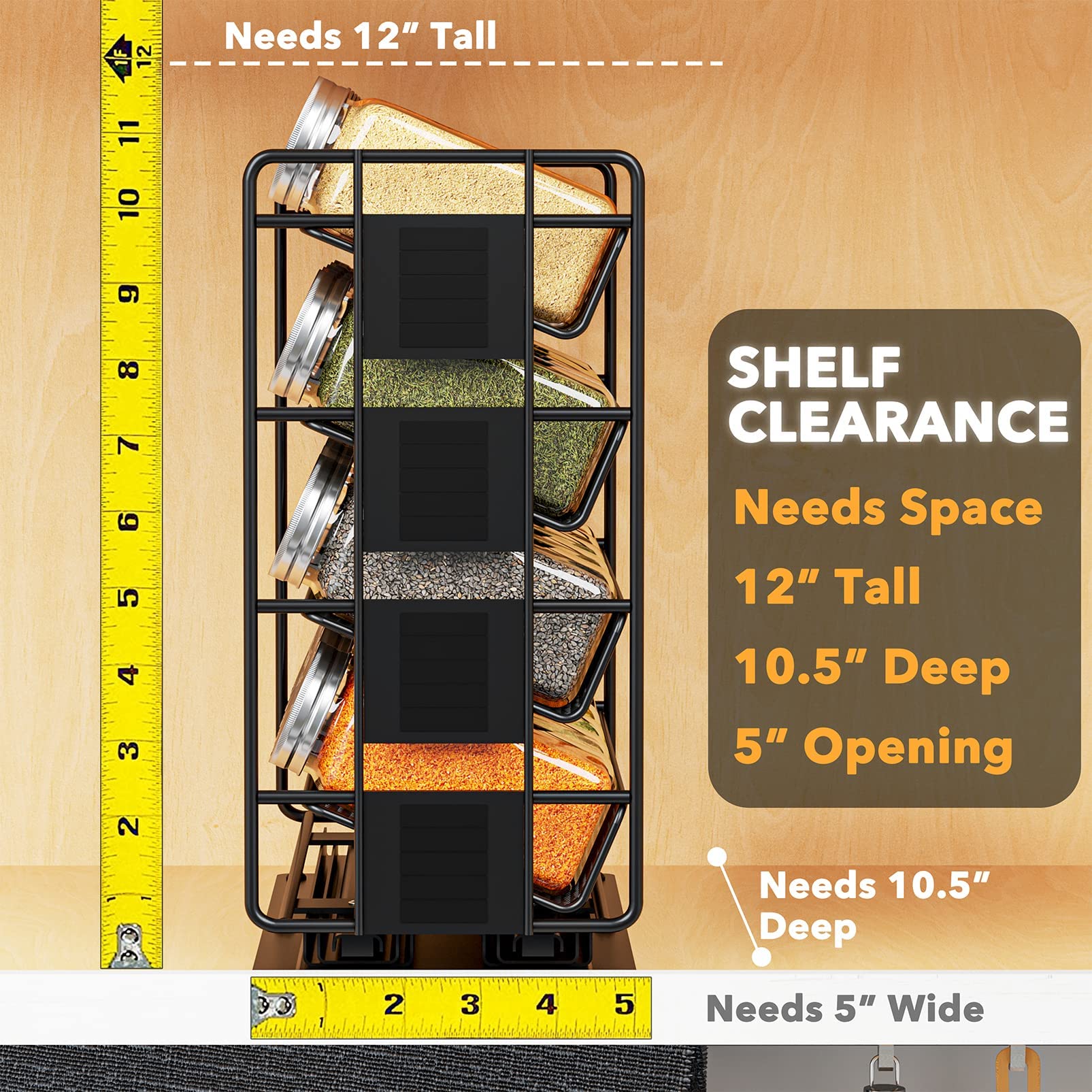 SpaceAid Pull-Out Spice Rack Organizer with 20 Jars - Heavy Duty Slide-Out Seasoning Storage for Kitchen Cabinets - Includes 801 Labels & Chalk Marker (Left Facing) - Perfect for Pantry Organization & Cooking Convenience