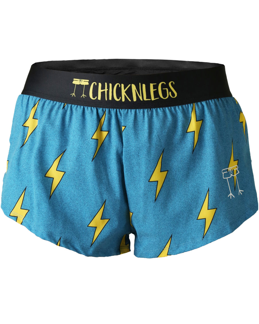 Women's Running Shorts - Blue Lightning Bolt Print 1.5