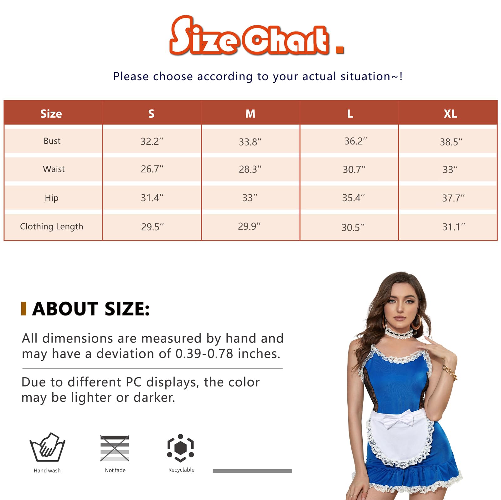 Sexy French Maid Costume for Women - Plus Size Lace Lingerie Dress with Apron Set, Anime Cosplay Outfit for Halloween & Role Play Parties