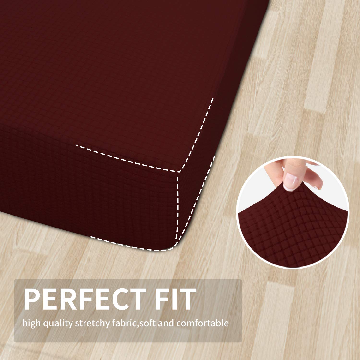 Stretch Sofa Slipcover - Elastic Chair Cushion Cover with Soft Flexibility, Furniture Protector for Living Room (Wine Red) | Perfect for Home Decor, Comfortable Seating & Sofa Protection
