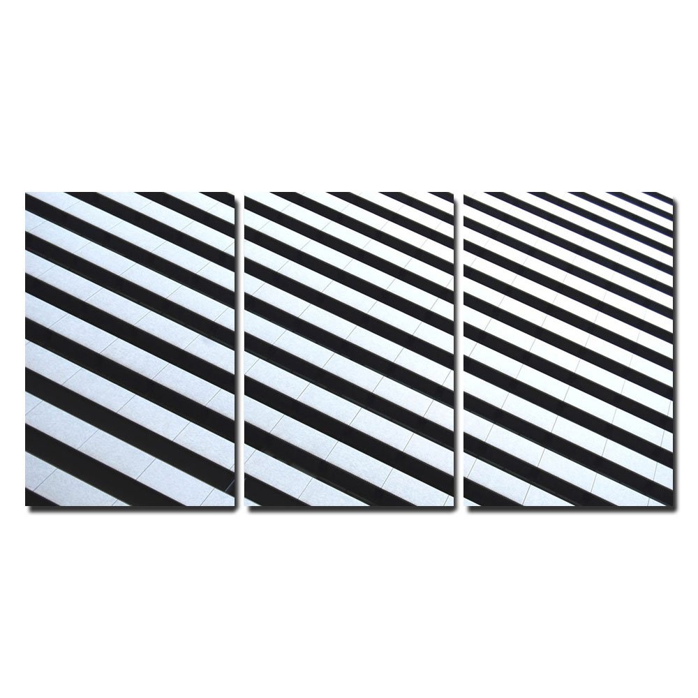 Wall26 - 3 Piece Abstract Black and White Stripe Canvas Wall Art Set - Modern Framed & Stretched Ready to Hang - 16x24 Inches (3 Panels) - Perfect for Living Room, Bedroom & Office Decor