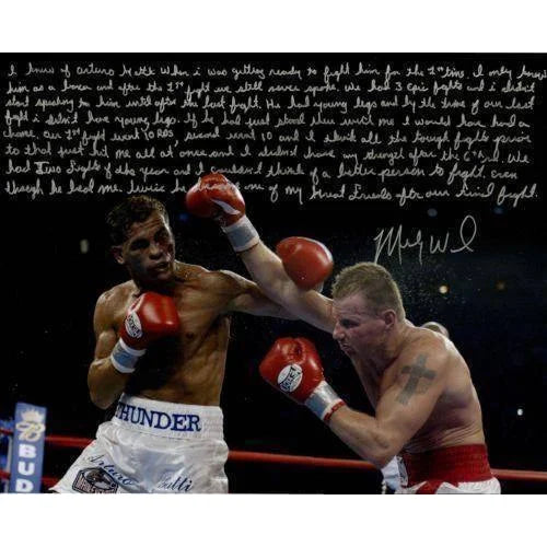 Authentic Mickey Ward Handwritten & Signed 16x20 Photo vs Arturo Gatti - Steiner Story - Perfect for Boxing Memorabilia Collectors & Man Cave Decor