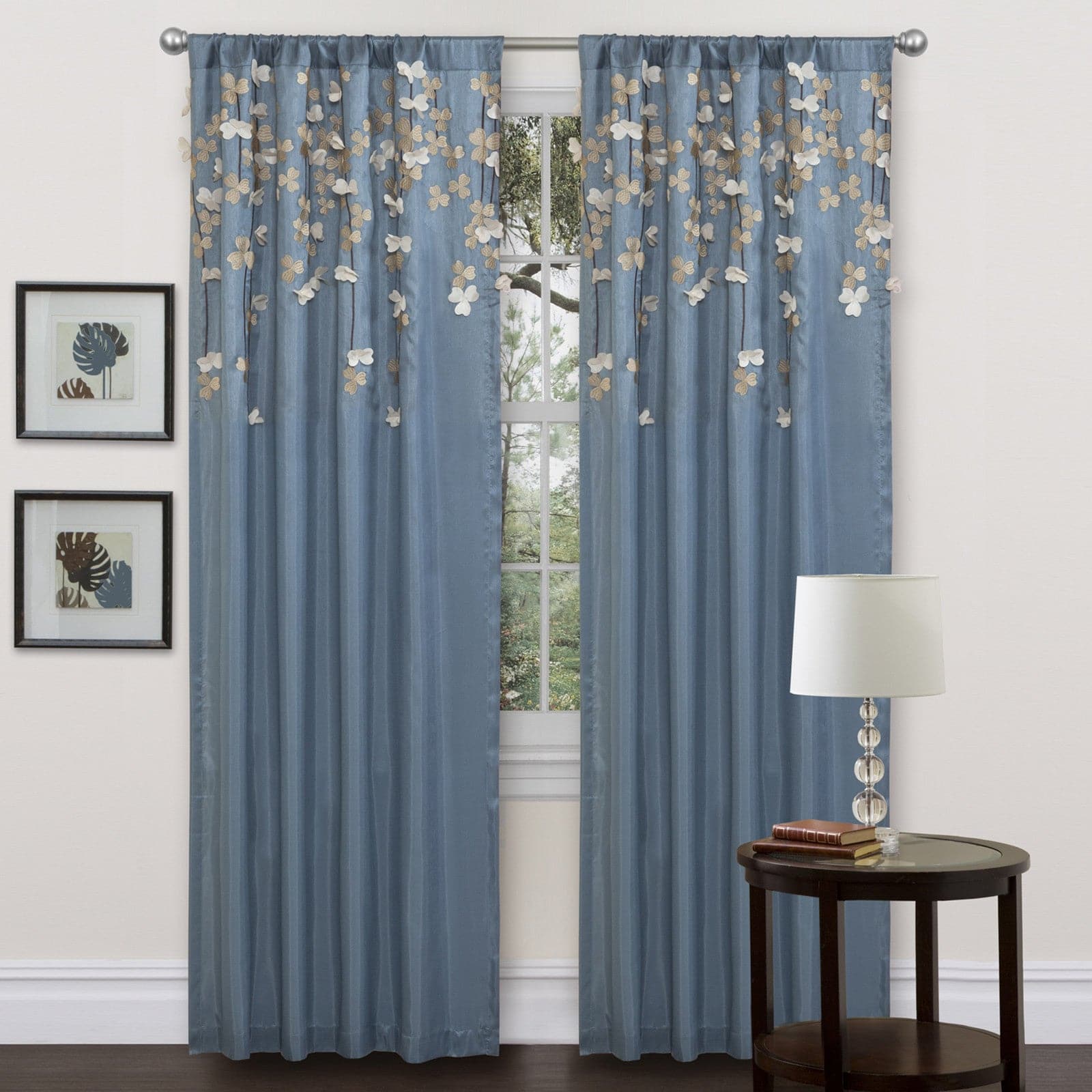 Elegant Flower Drops Window Curtains - Light Filtering Floral Sheer Drapes for Living Room & Bedroom - Home Decor for Windows, Patio Doors & French Doors