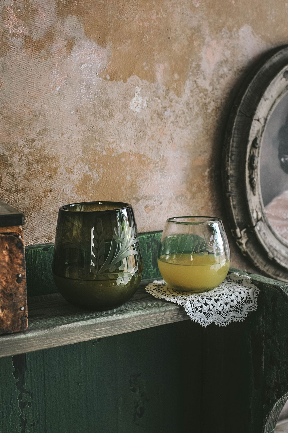 Eco-Friendly Etched Shorty Recycled Glass Tumbler - Perfect for Smoothies, Iced Coffee & Cocktails at Home or Office