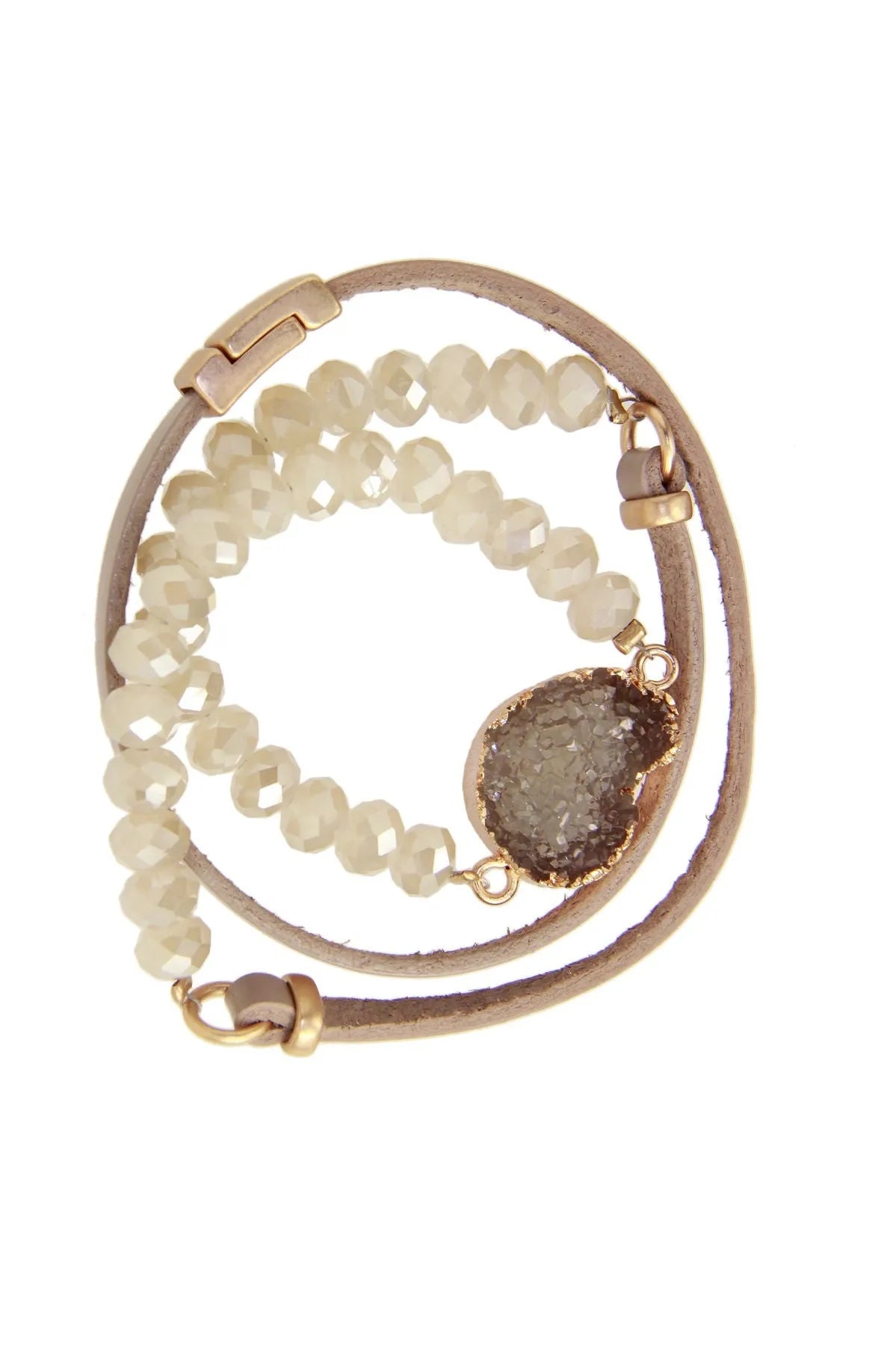 Elegant Beaded Druzy Wrap Bracelet for Women - Boho Chic Crystal Stone Jewelry - Perfect for Parties, Weddings & Everyday Wear