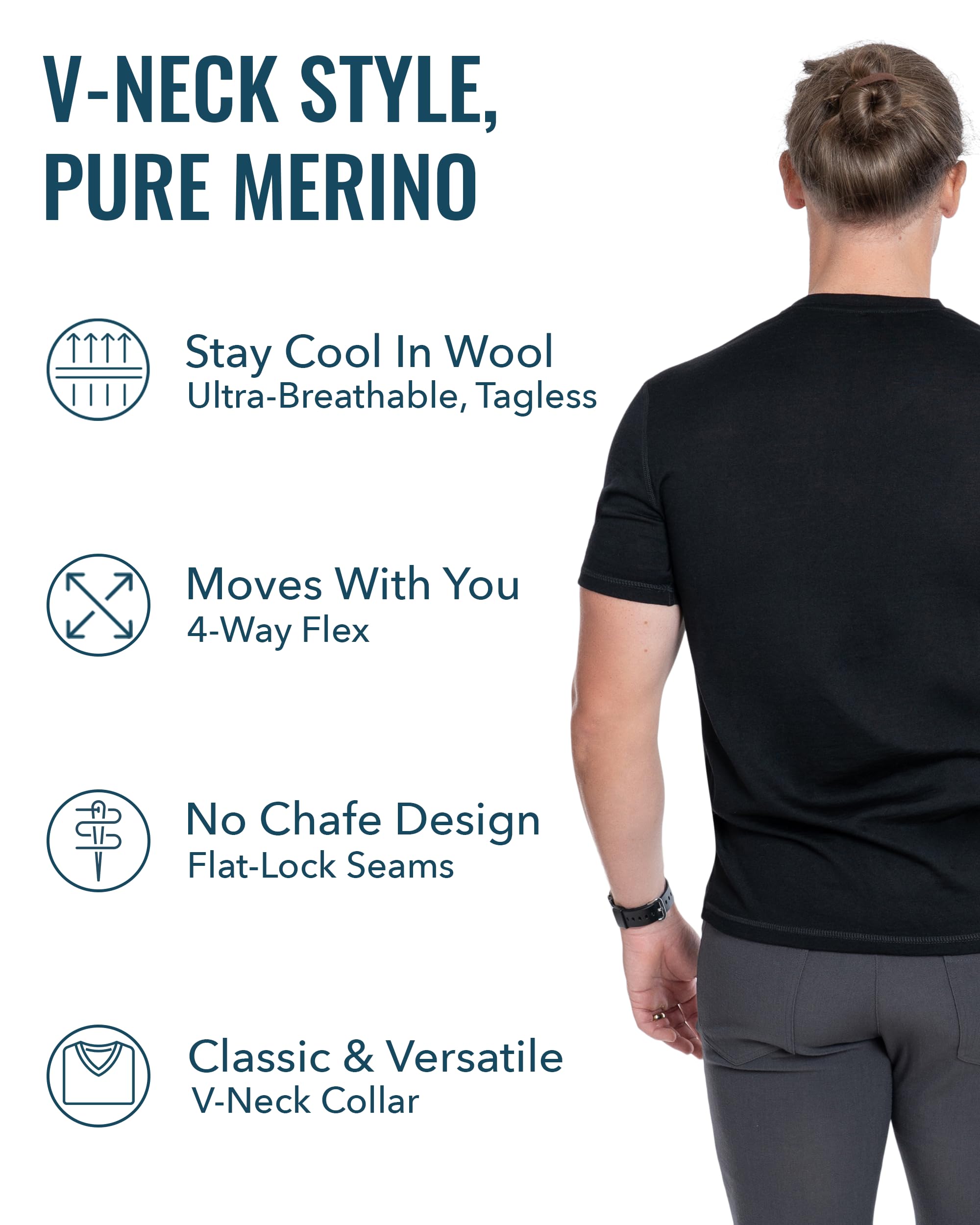 Premium Odor-Resistant 100% Merino Wool Classic T-Shirt for Men & Women - Soft Breathable Base Layer for Hiking, Travel & Everyday Wear