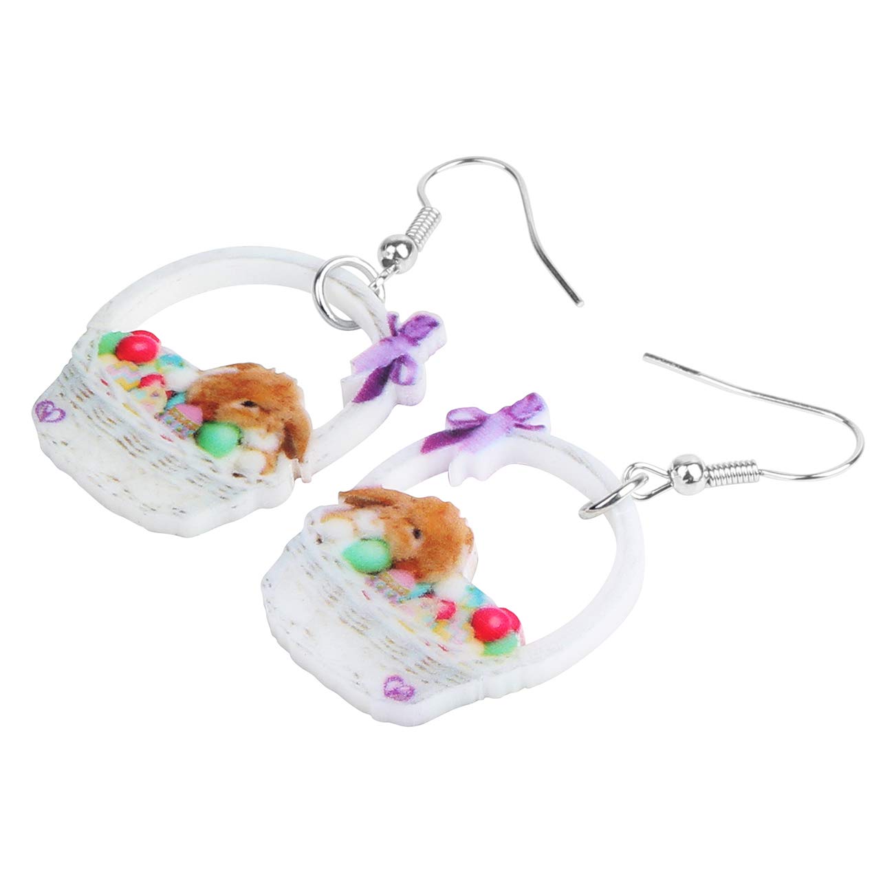 Doway Acrylic Easter Bunny Rabbit Earrings - Cute Drop Dangle Jewelry Gifts for Women & Girls, Funny Party Accessories - Perfect for Easter Celebrations, Spring Festivals & Costume Parties