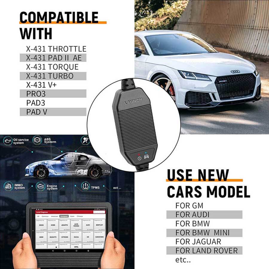 LAUNCH® CAN FD Adapter for X431 OBD2 Scanner - Professional Diagnostic Tool for Car Repair Shops & DIY Auto Mechanics - Compatible with LAUNCH X431 Series