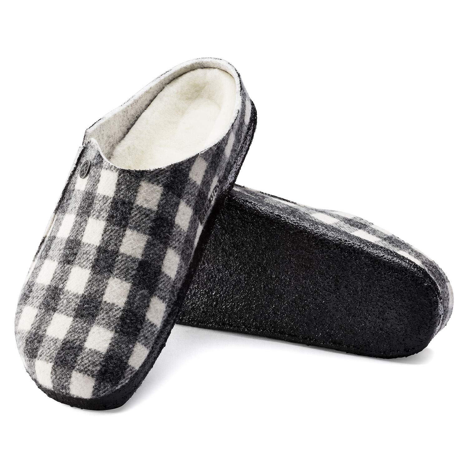 Birkenstock Men's Zermatt Shearling Slippers - Plaid White/Natural - Size 13 Medium US - Cozy Indoor/Outdoor House Shoes for Winter Comfort & Relaxation