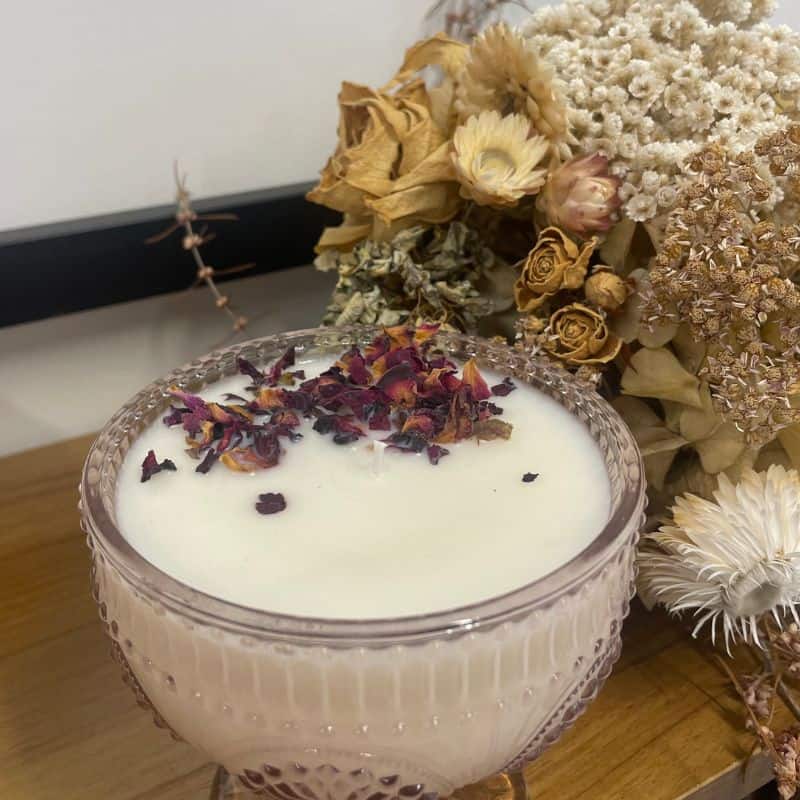 Premium Coconut Wax Candle - 300ml in Elegant Pink Glass Jar | Natural Soy-Free Candles for Home, Spa, Yoga & Romantic Ambiance