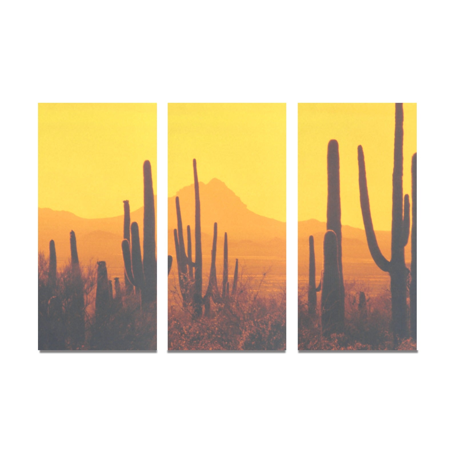 Desert Sunset Framed Canvas Art Prints Set of 3 - Handmade in USA - Perfect for Living Room, Bedroom & Office Wall Decor