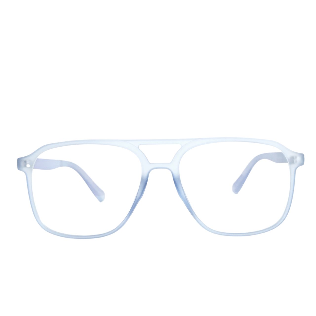 Stylish Frosted Blue Eyewear with Double Bridge - Trendy Modern Glasses for Men & Women | Perfect for Fashion, Work, and Outdoor Activities