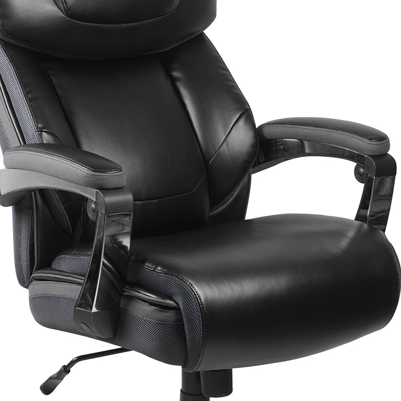 HERCULES Series Big & Tall 500 lb. Capacity Black LeatherSoft Executive Swivel Ergonomic Office Chair with Adjustable Headrest - Perfect for Home Office, Gaming, and Heavy-Duty Workspaces