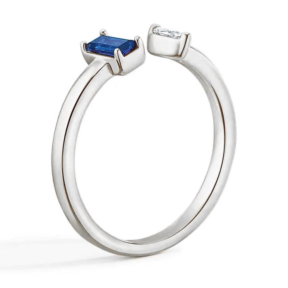 Lab Grown Sapphire & Diamond Toi et Moi Promise Ring - Open Design for Engagement, Anniversary & Romantic Gifts