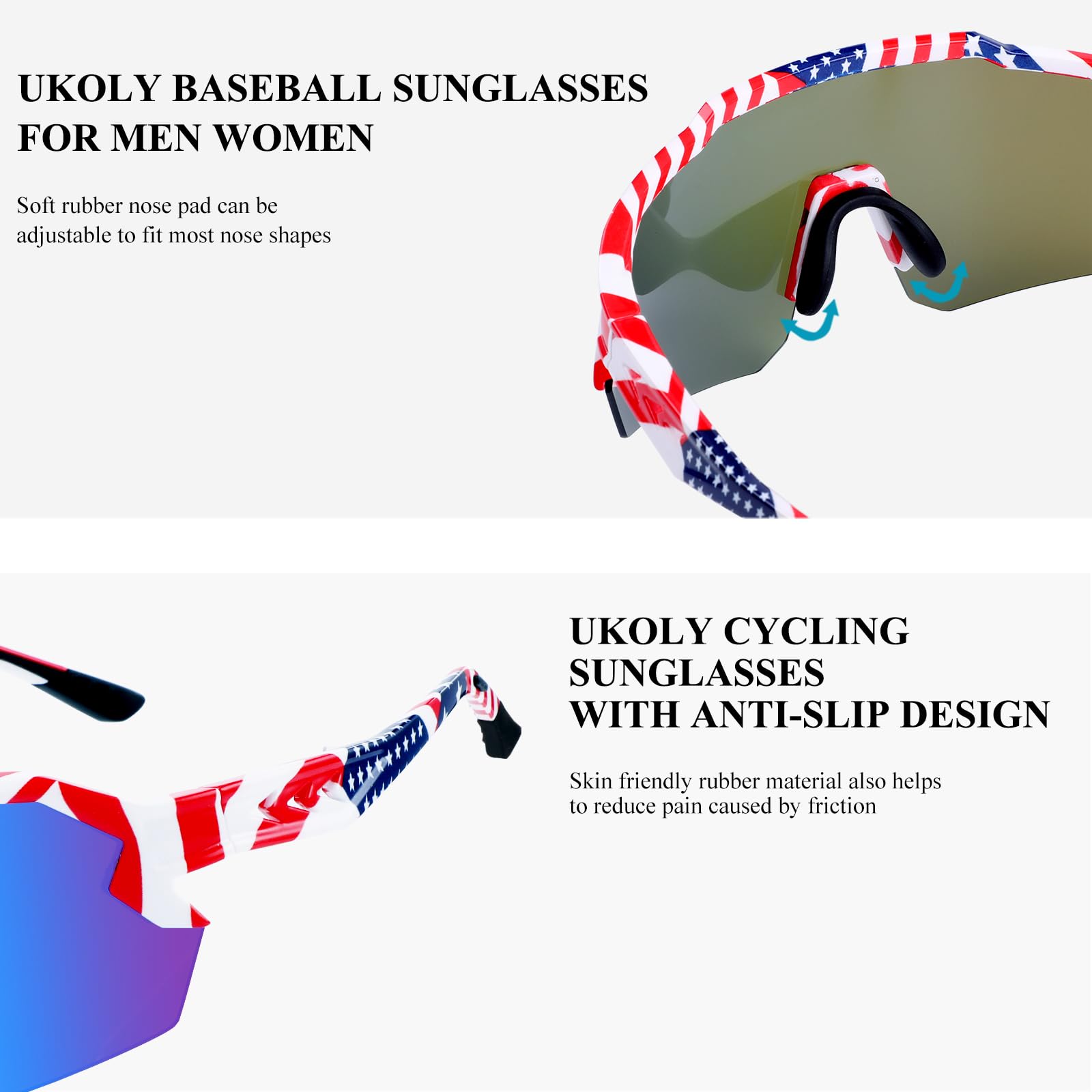 Ukoly Polarized Sports Sunglasses for Men & Women - UV400 Protection, TR90 Frame - Baseball, Running, Cycling, Outdoor Activities - Lightweight & Durable for All-Day Comfort