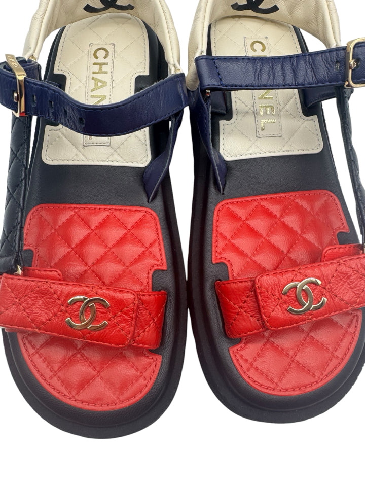 Chanel Women's Lambskin Logo Platform Shoes Size 37.5 (US 7.5) - Luxury High Heels for Parties, Weddings & Special Occasions